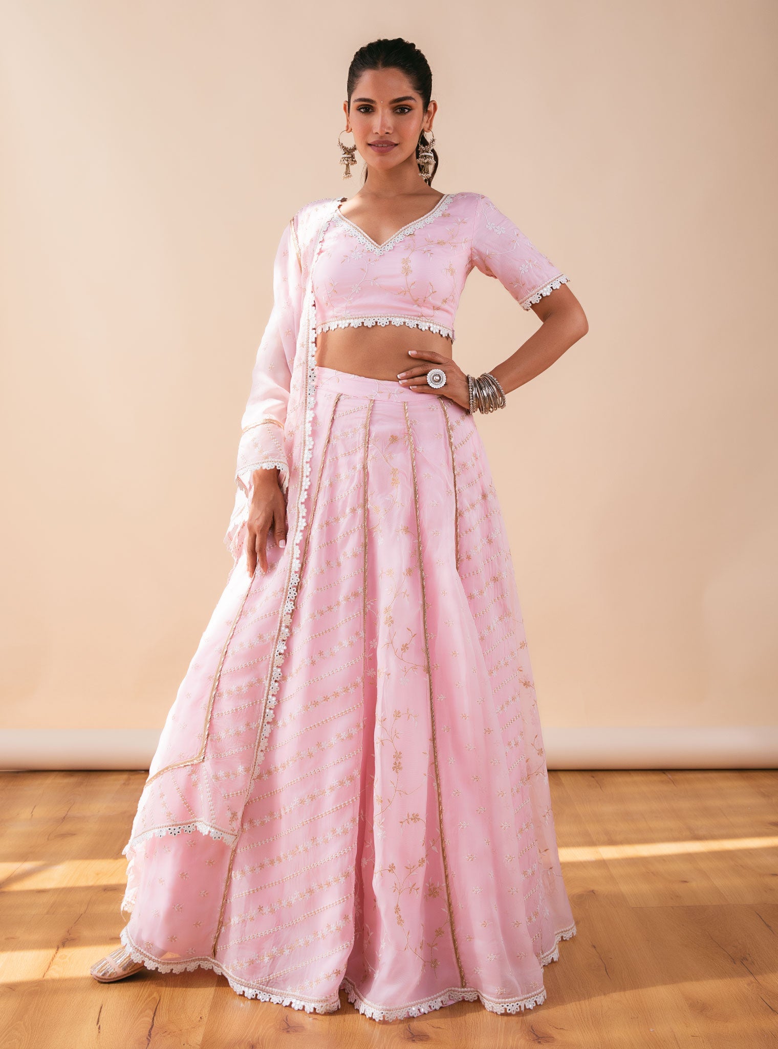 Keylong Organza Pink Lehenga