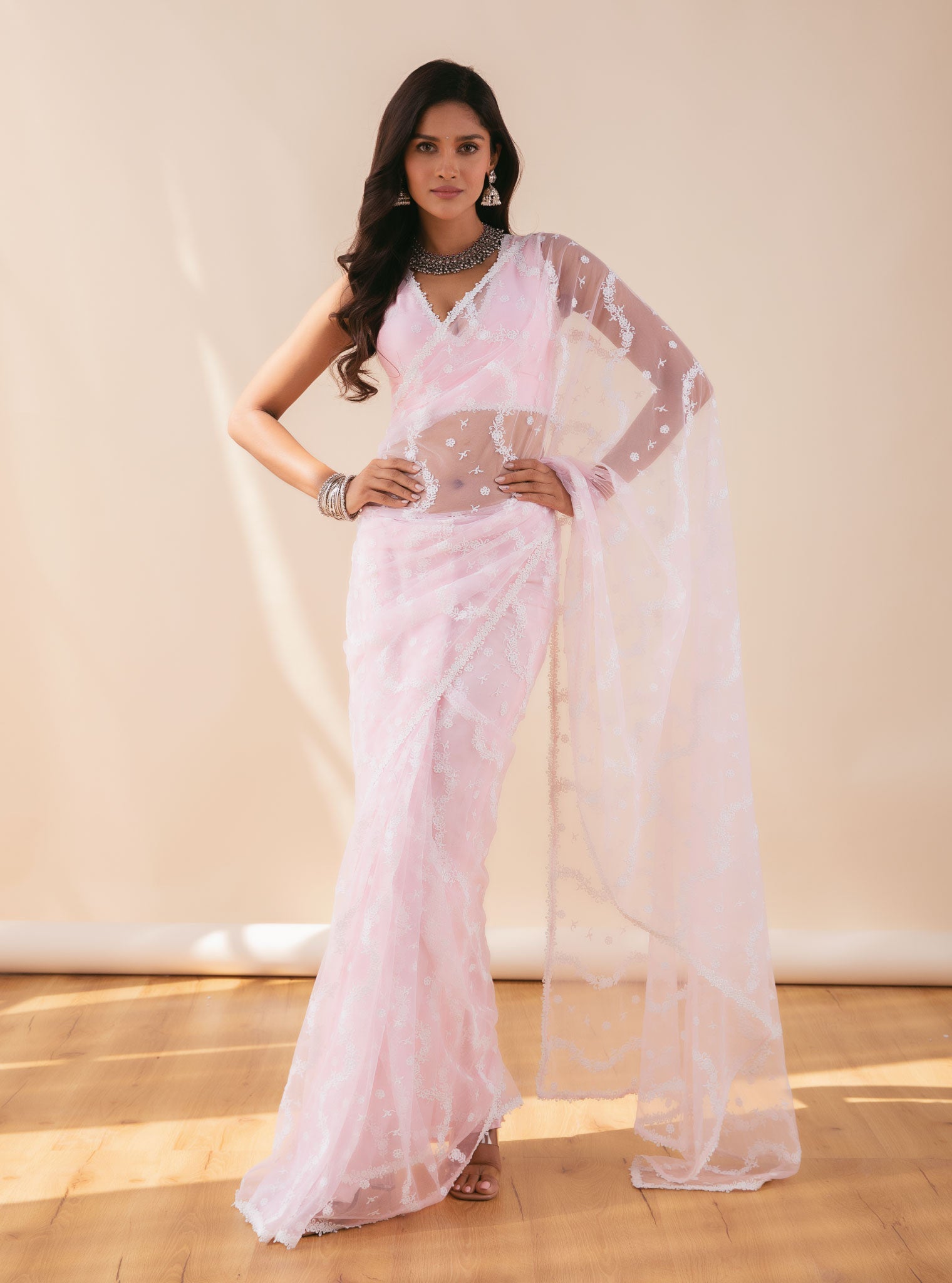 Kolli Net Pink Saree