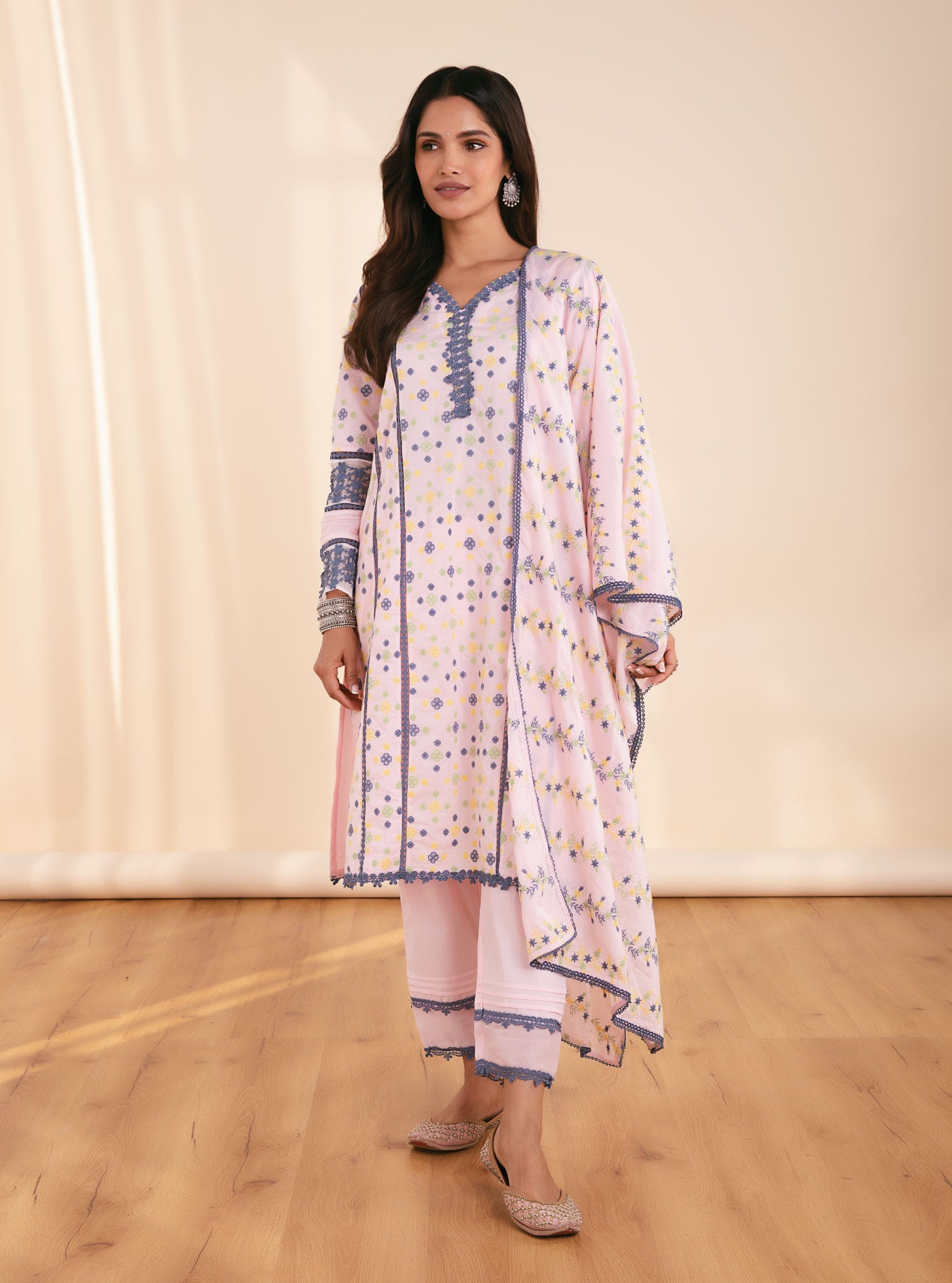 Layla Supima Cotton Pink Kurta Set