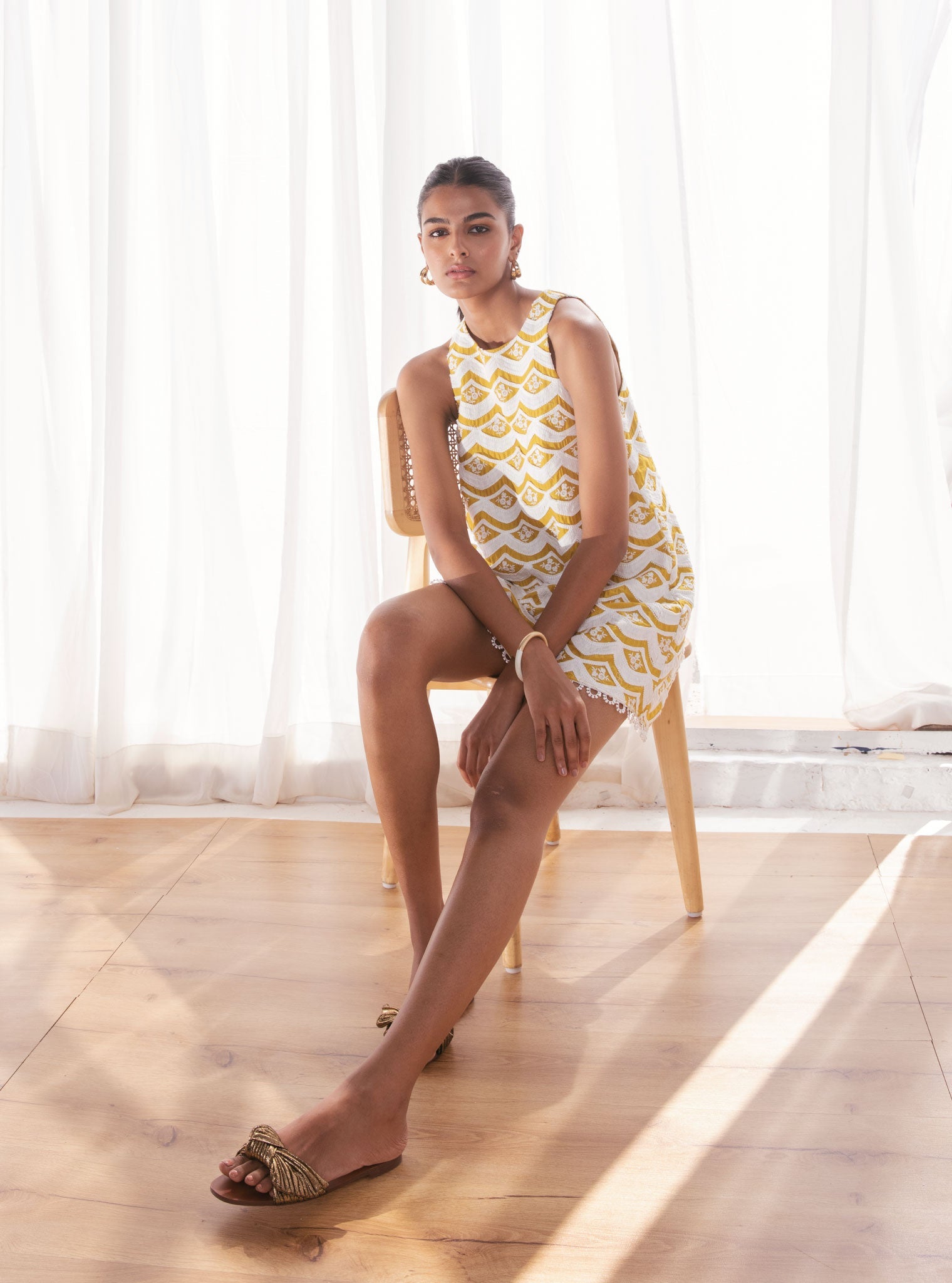 Melina Supima Cotton Mustard Dress