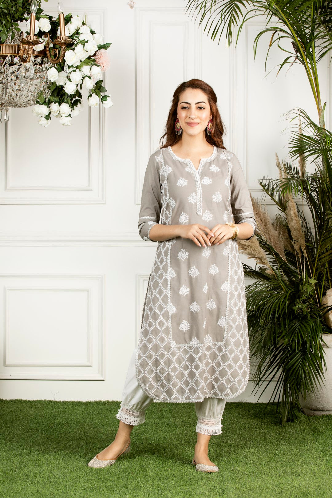 Mulmul Cotton Senna Kurta With Mulmul Harem Pyajama