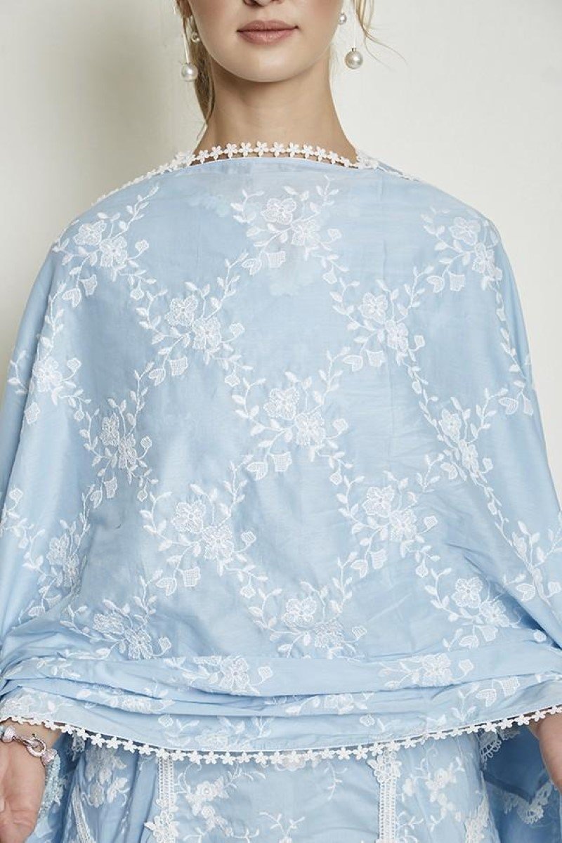 Daffodil kurta blue with New Poppy pyajamas White