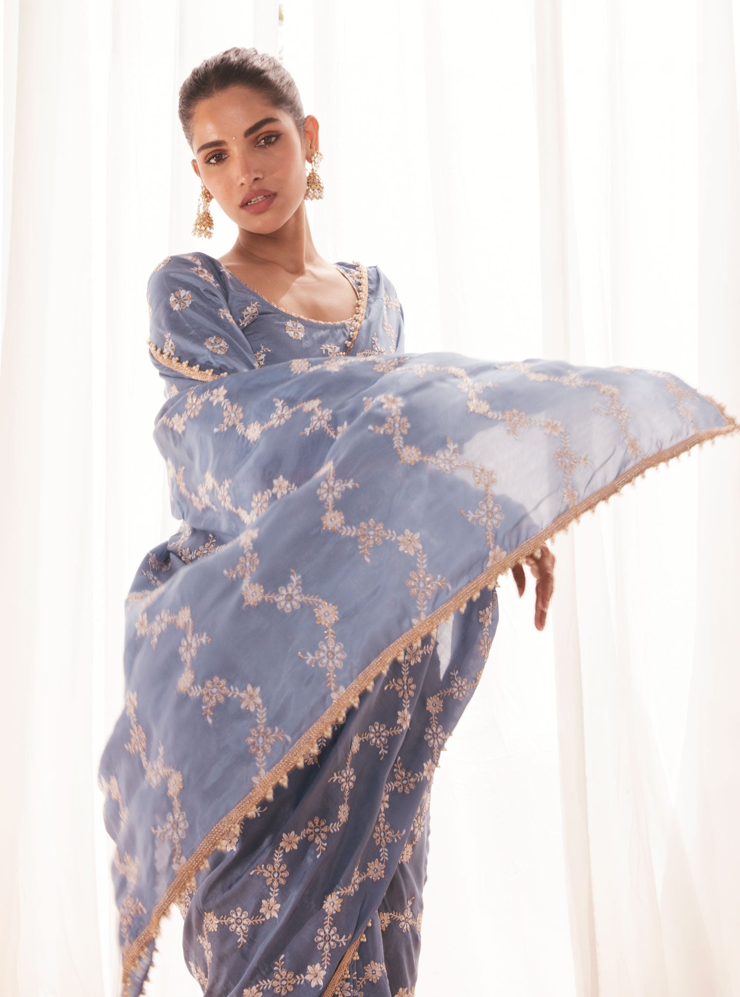 Pelling Japanese Silk Blue Saree