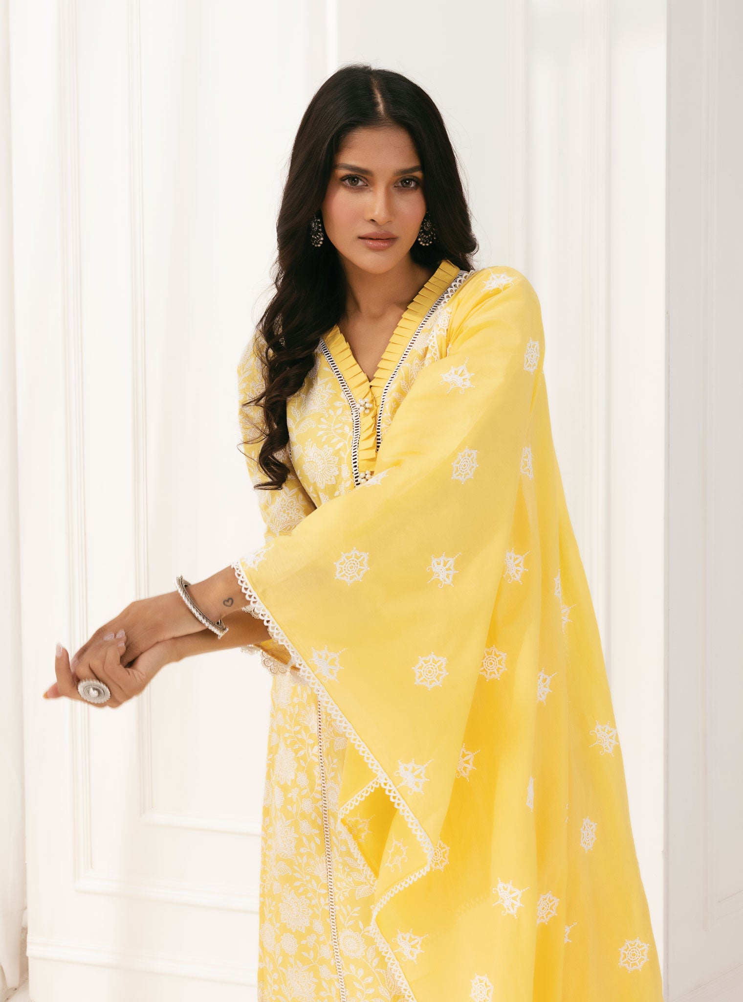 Mulmul Supima Cotton Syari Yellow Kurta