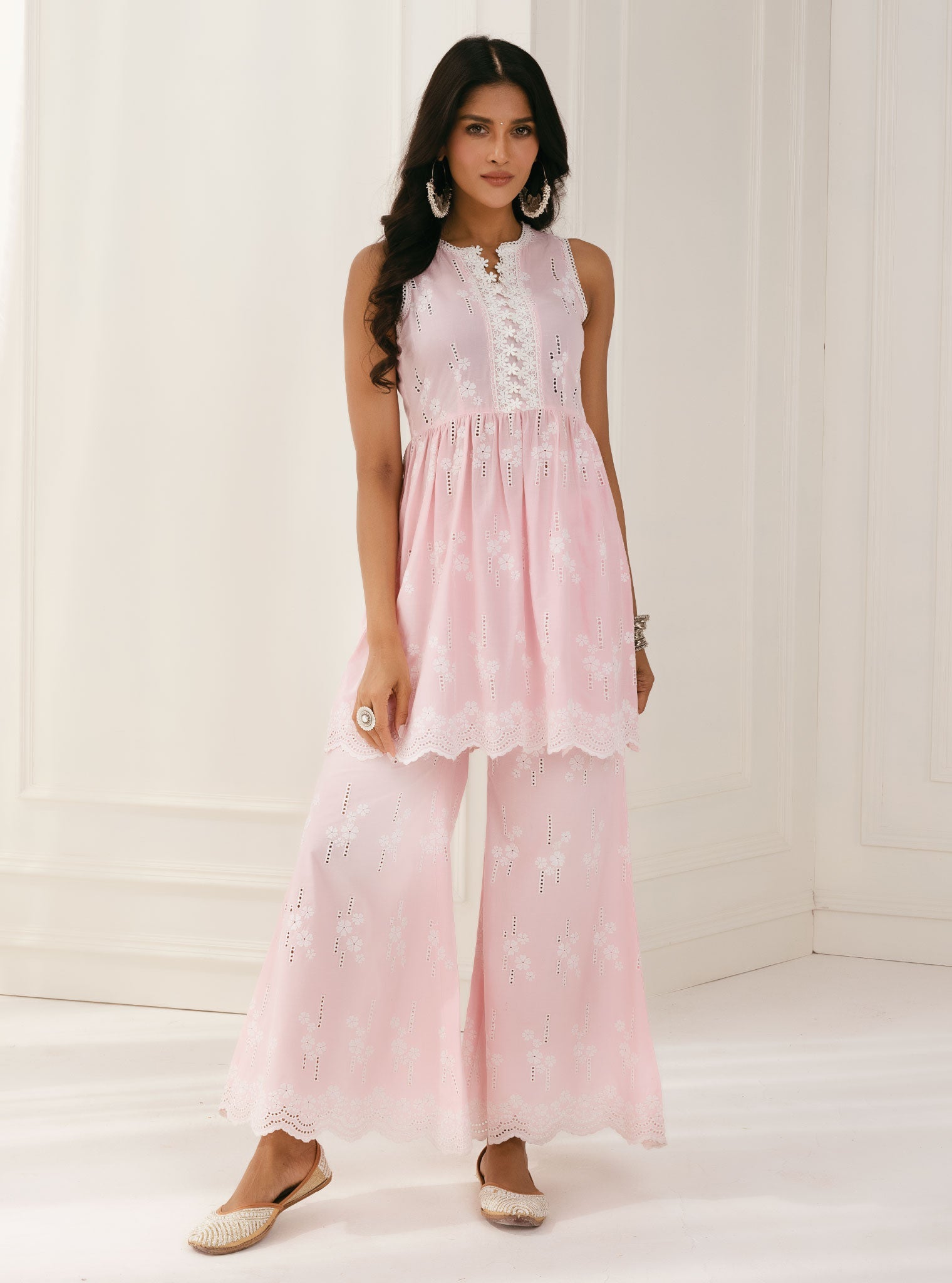 Mulmul Supima Cotton Yana Pink Palazzo