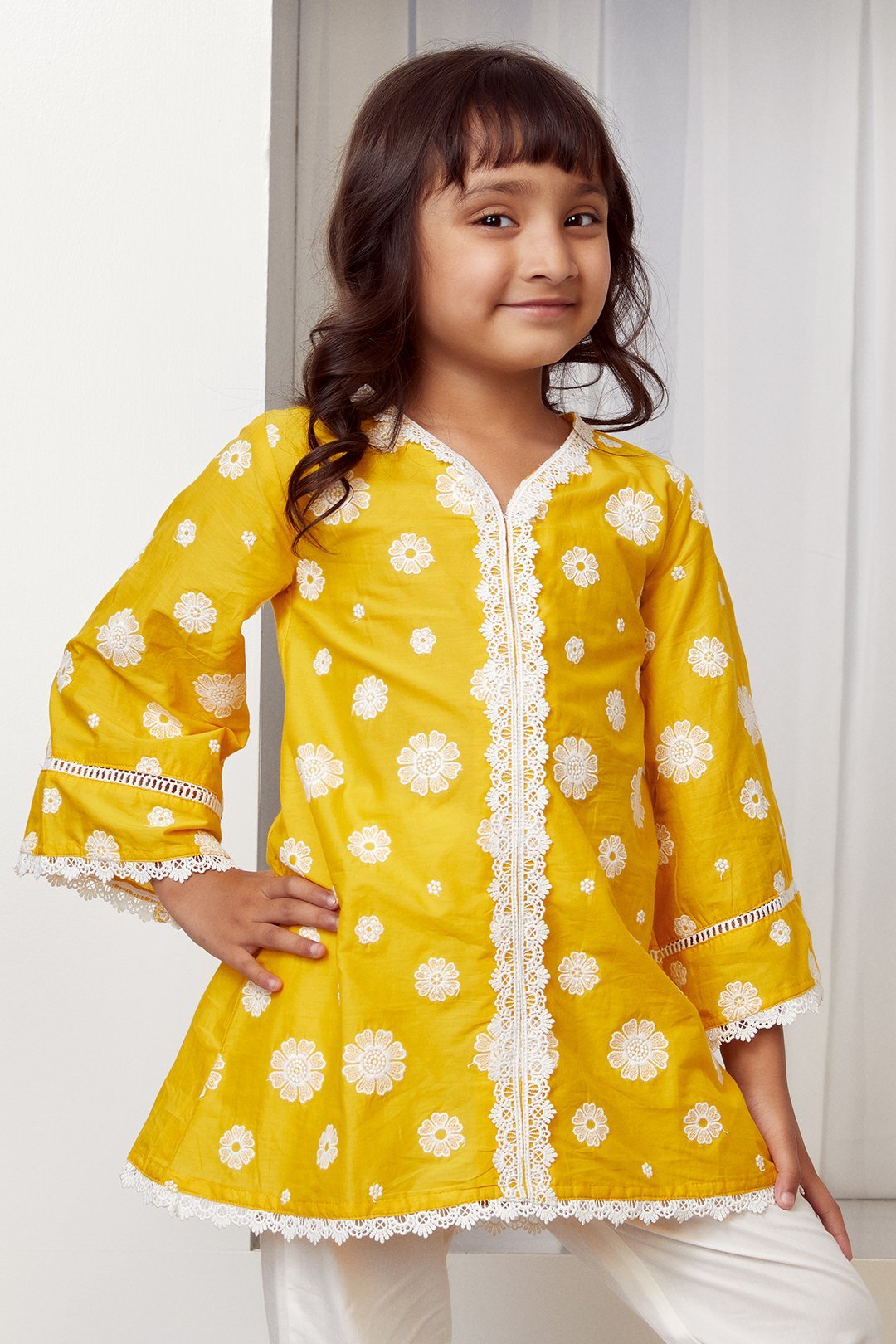 Mulmul Cotton Bloom Kurta With Bloom pyajama