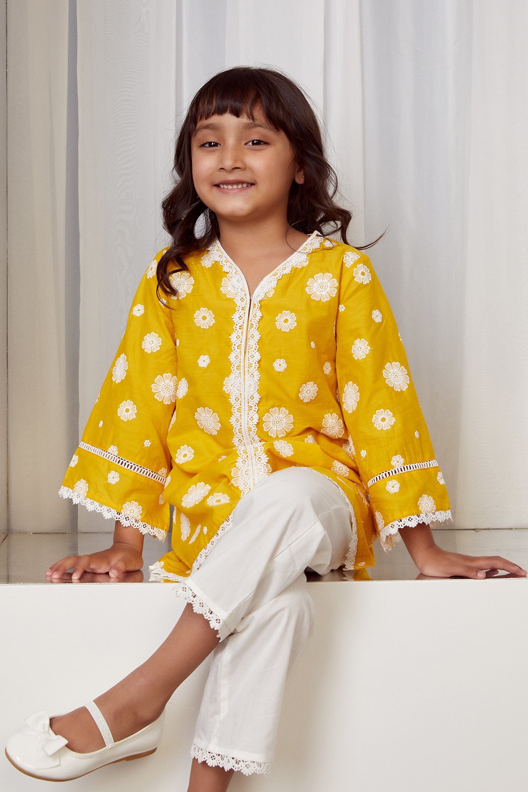 Mulmul Cotton Bloom Kurta With Bloom pyajama