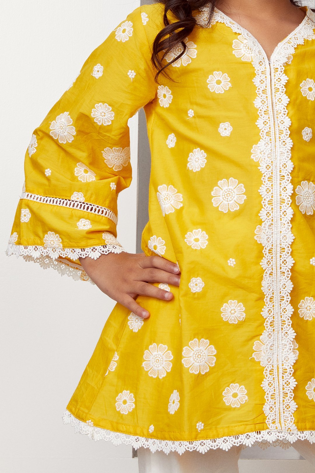 Mulmul Cotton Bloom Kurta With Bloom pyajama