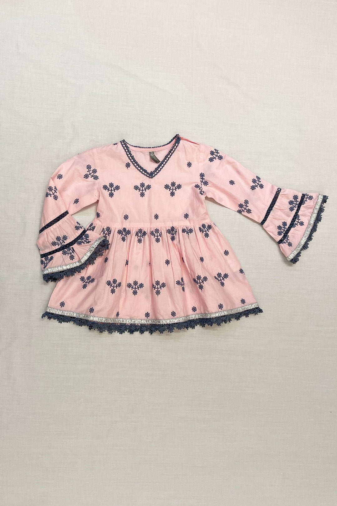 Mulmul Cotton BUD Kurta Pink With BUD PYAJAMA Pink