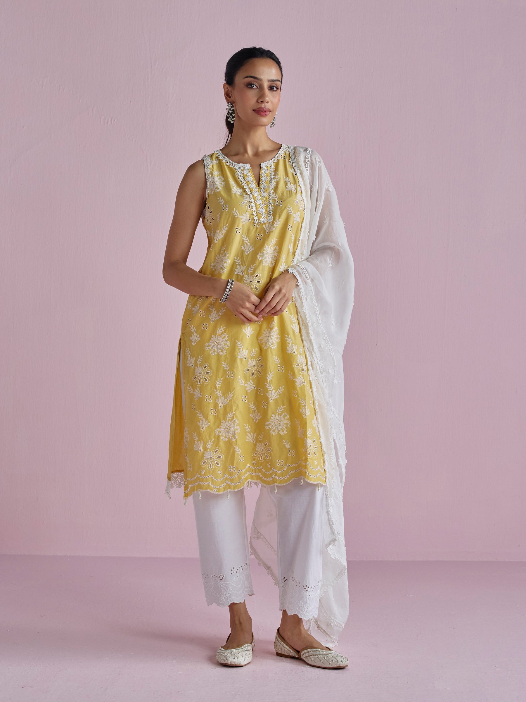 Neel Supima Cotton Yellow Kurta Set