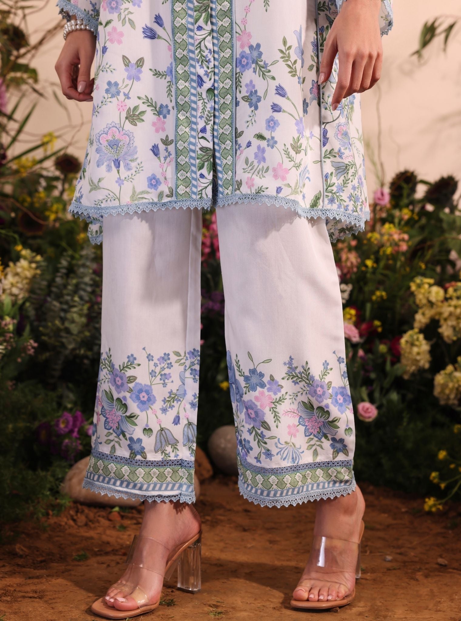 Mulmul Lawn Printed Niamh White Shirt With Mulmul Lawn Printed Niamh White Pant