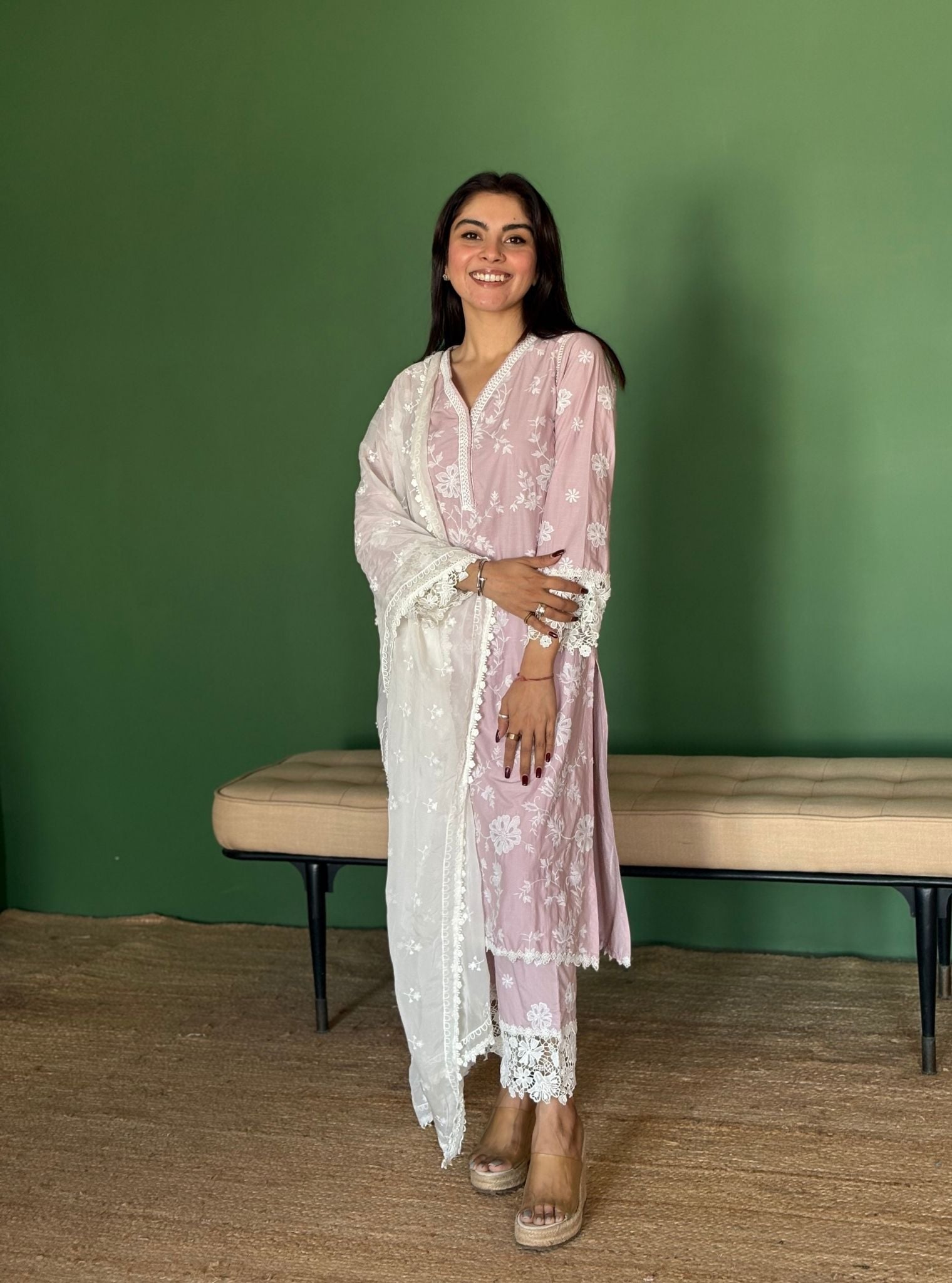 Roli Supima Cotton Dusty Pink Kurta Set