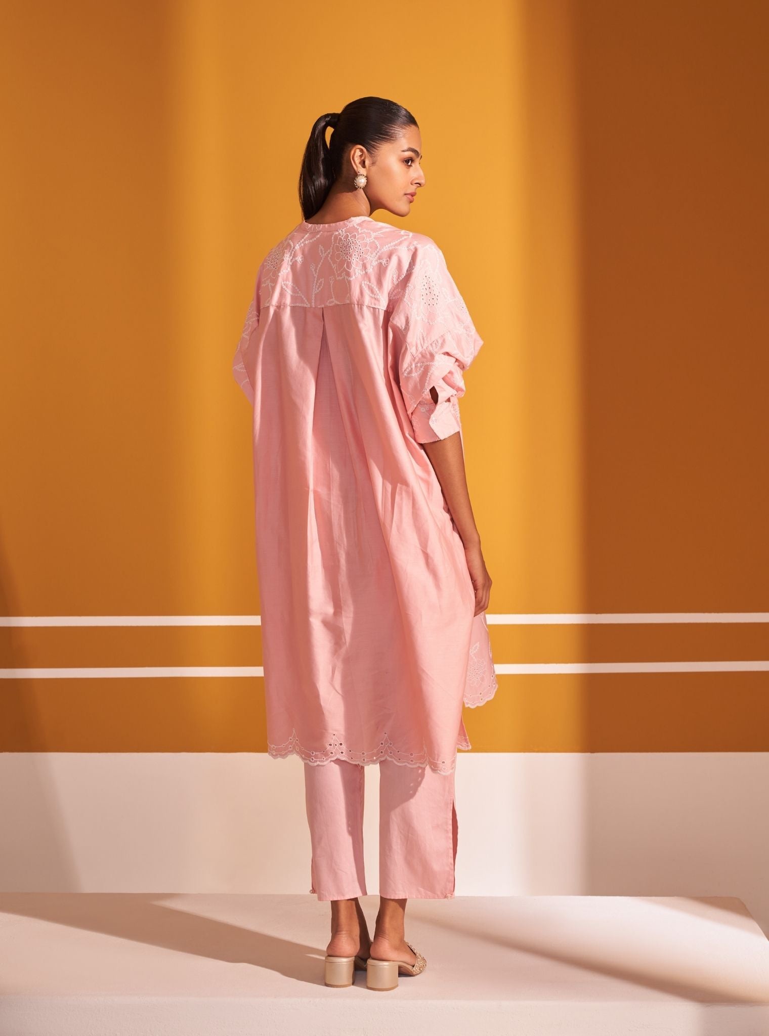 Eldon Pima Satin Pink Kurta Set