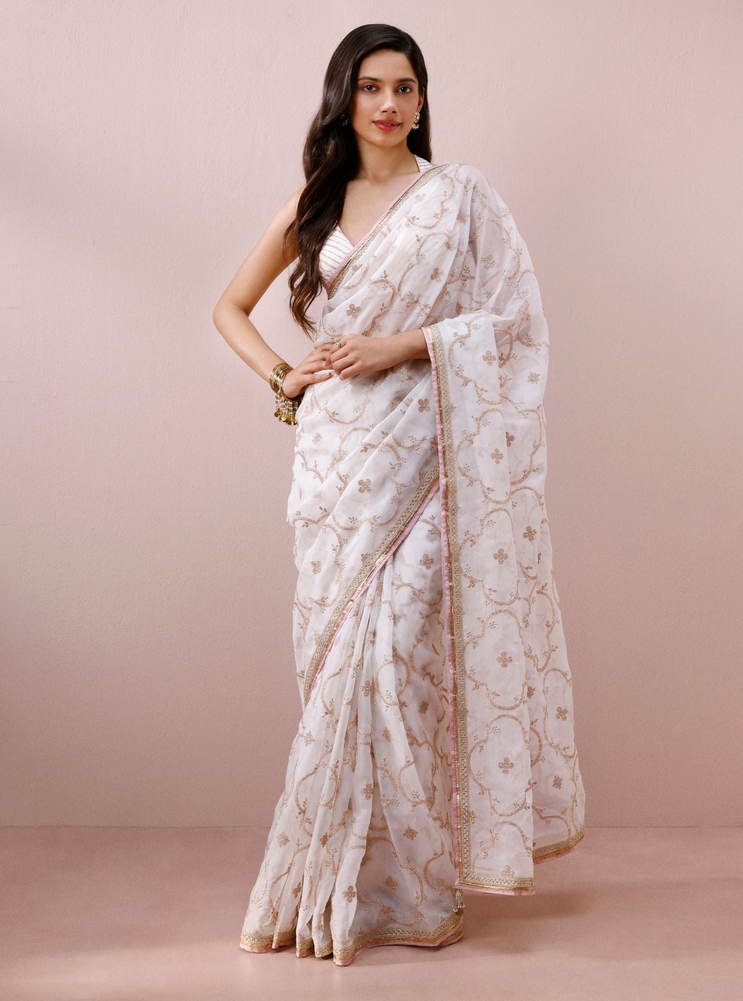 Eshna Organza Off White Saree