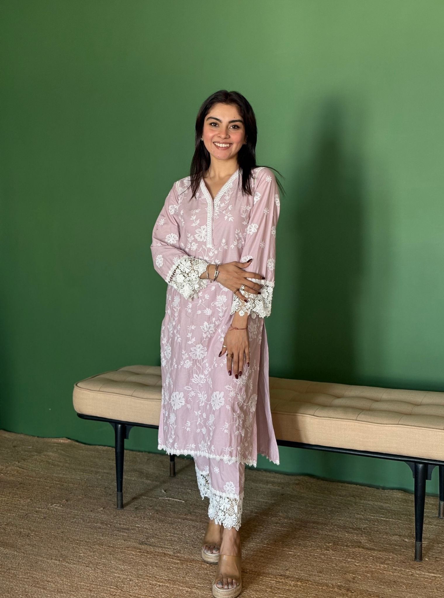 Roli Supima Cotton Dusty Pink Kurta Set