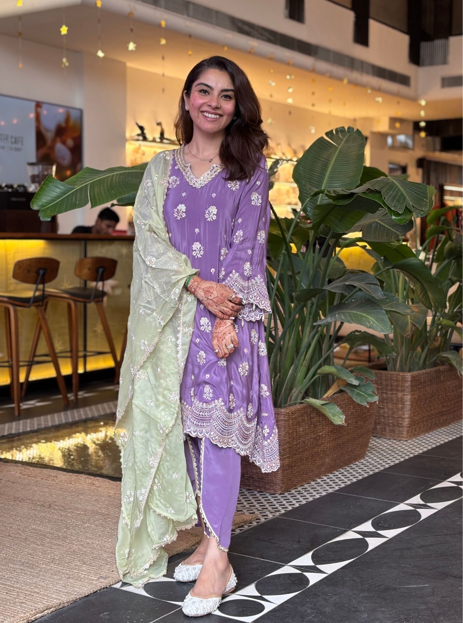 Mehar Crepe Violet Kurta Set