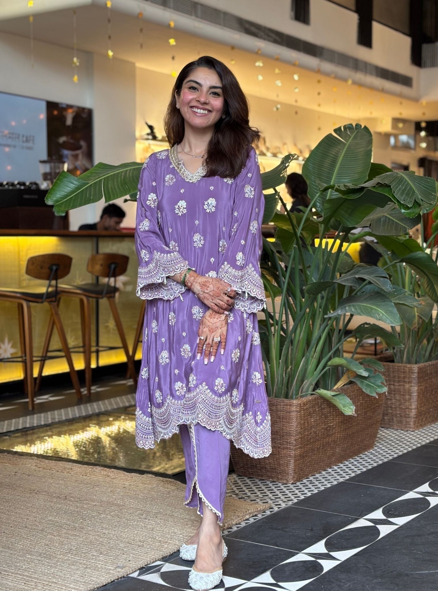 Mehar Crepe Violet Kurta Set