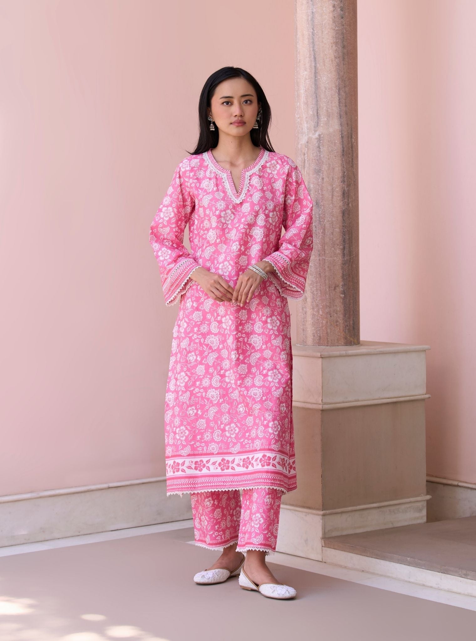Rosabelle Rani Pink Mulmul Supima Cotton Kurta Set
