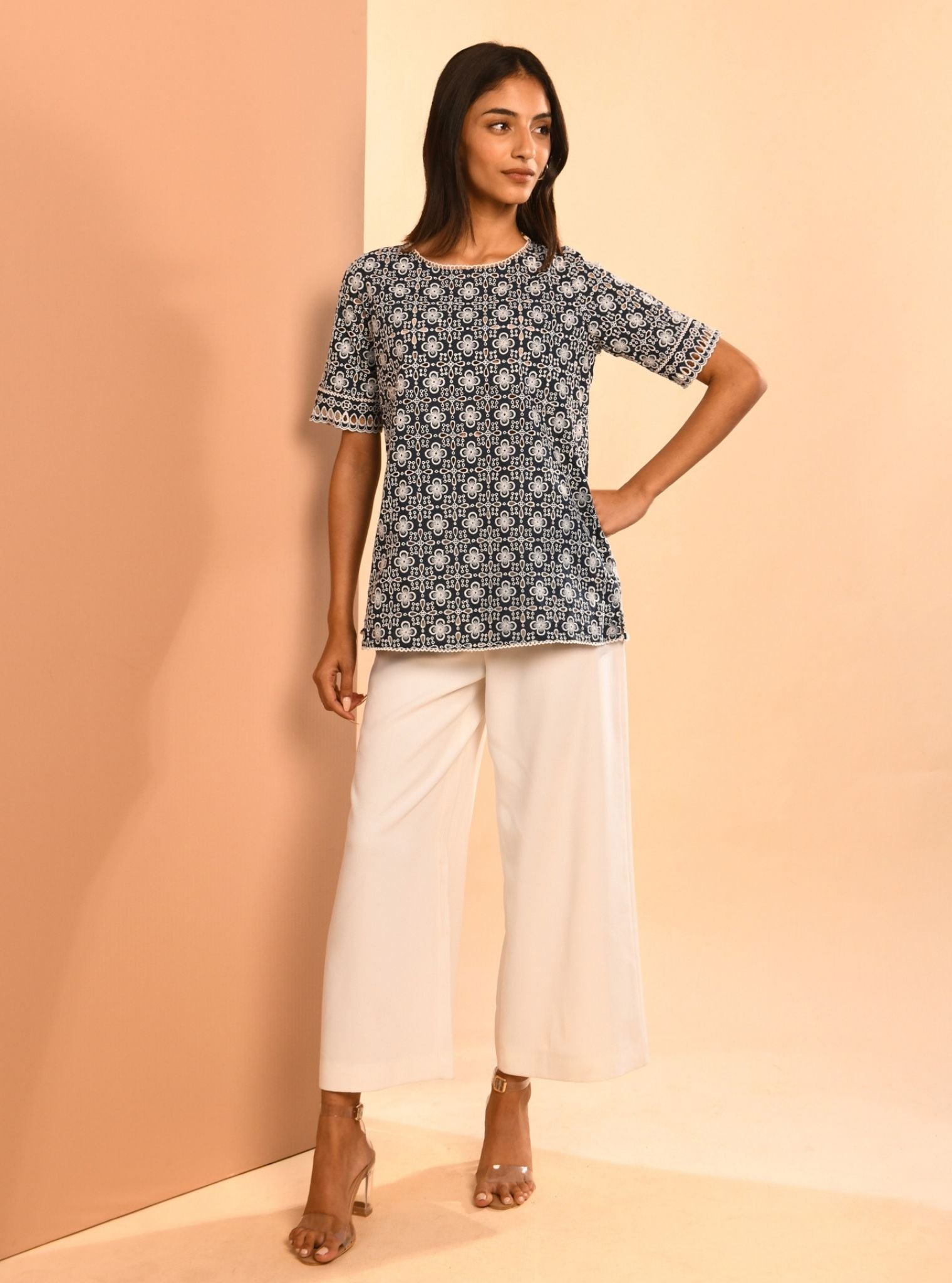 Silvia Cotton Navy Top