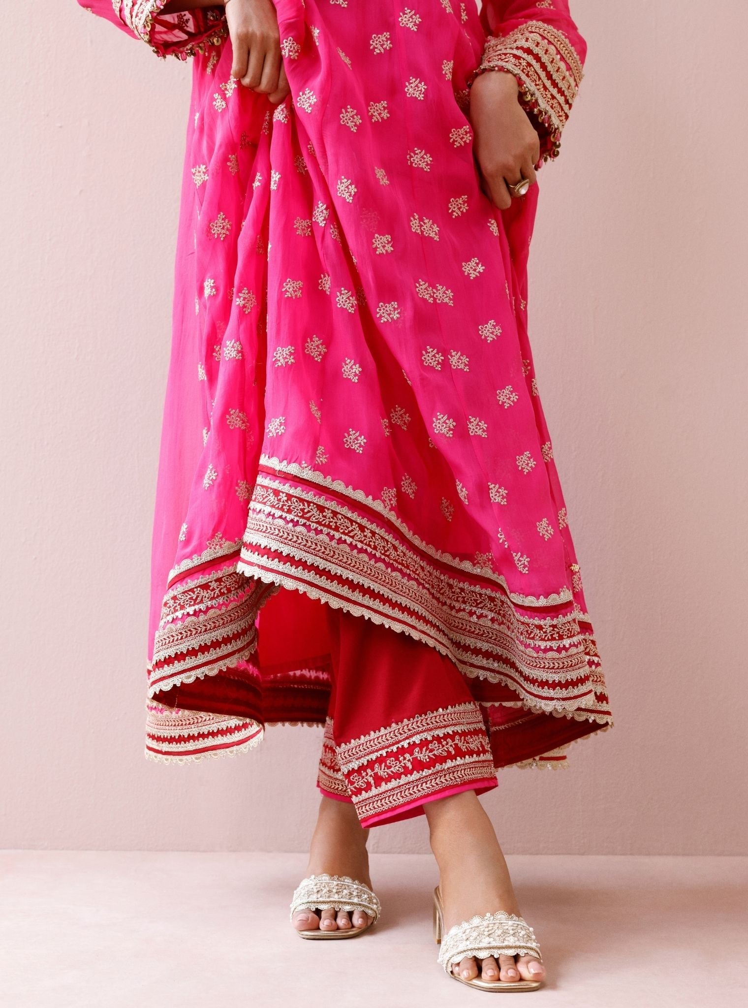 Ivana Organza Fuchsia Anarkali Kurta Set