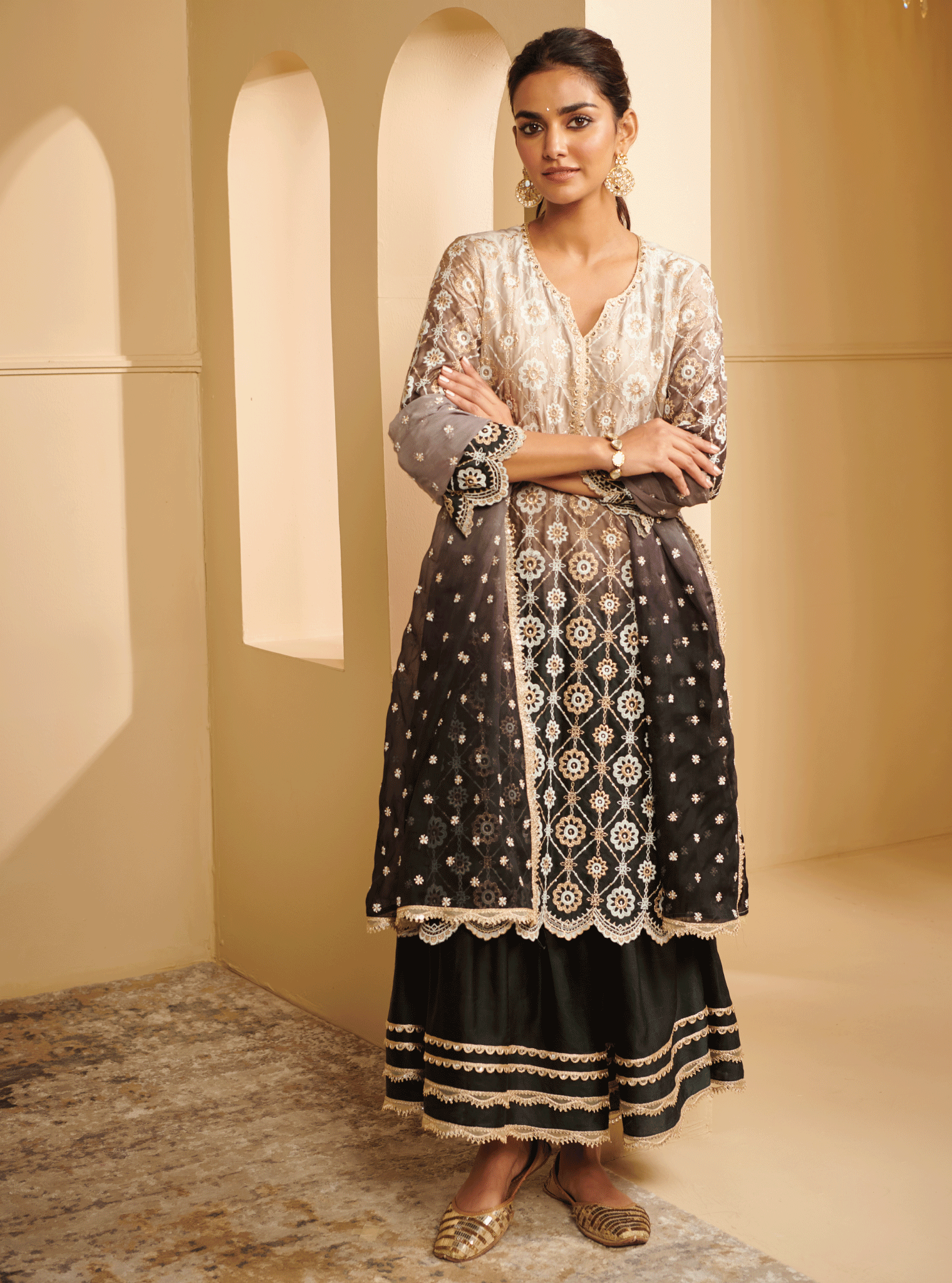 Mulmul Supima Cotton Enya Black Dupatta