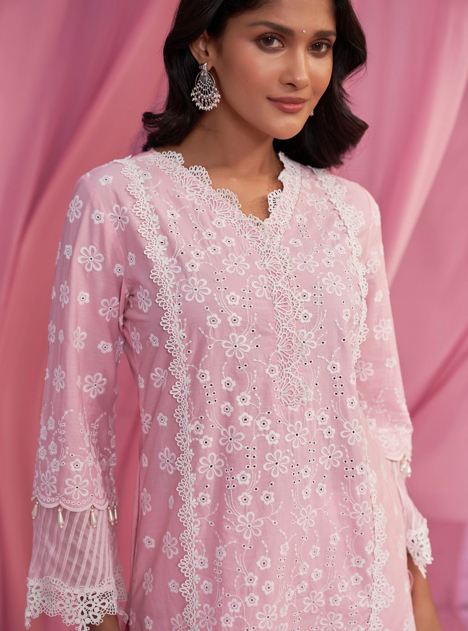 Mulmul Supima Cotton Adhira Pink Kurta