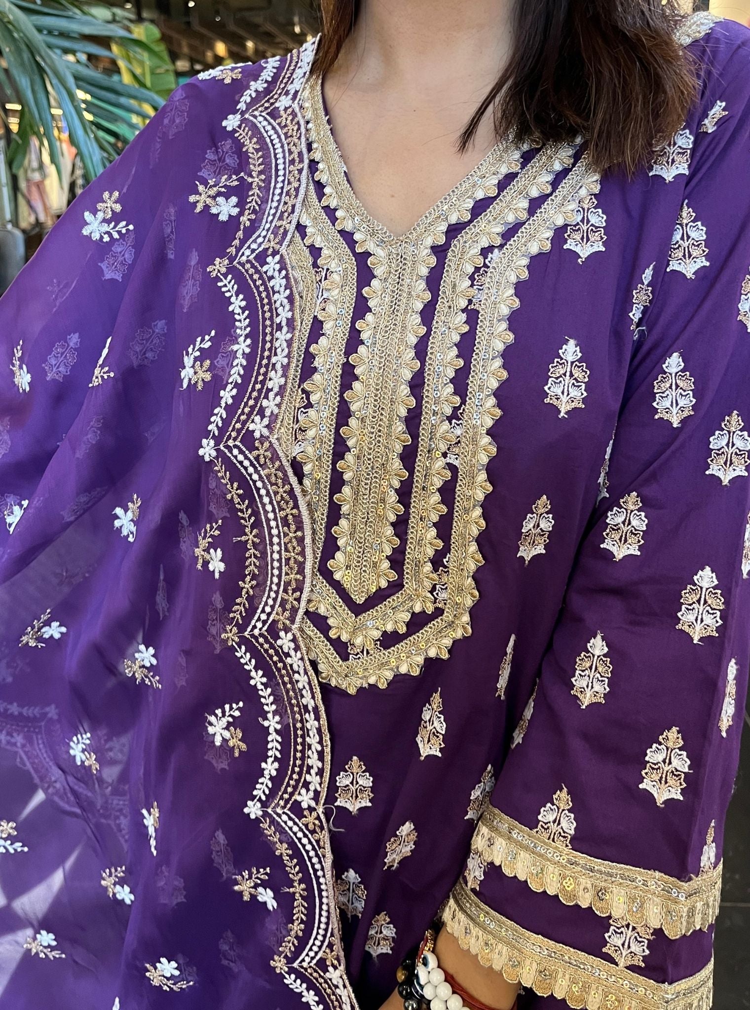 Mulmul Pima Sama Purple Kurta with Mulmul Pima Suvasi Purple Pant