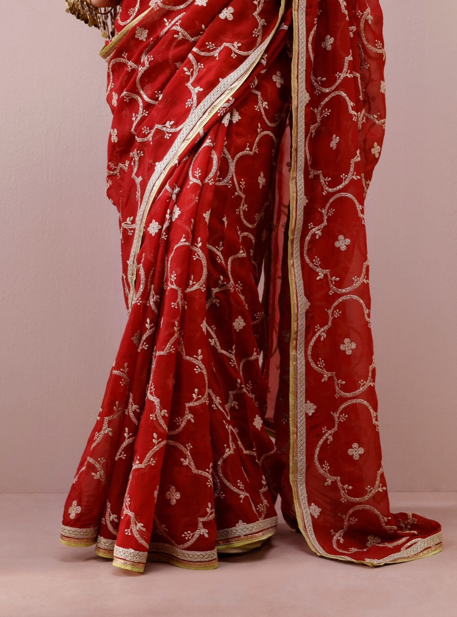 Eshna Organza Red Saree