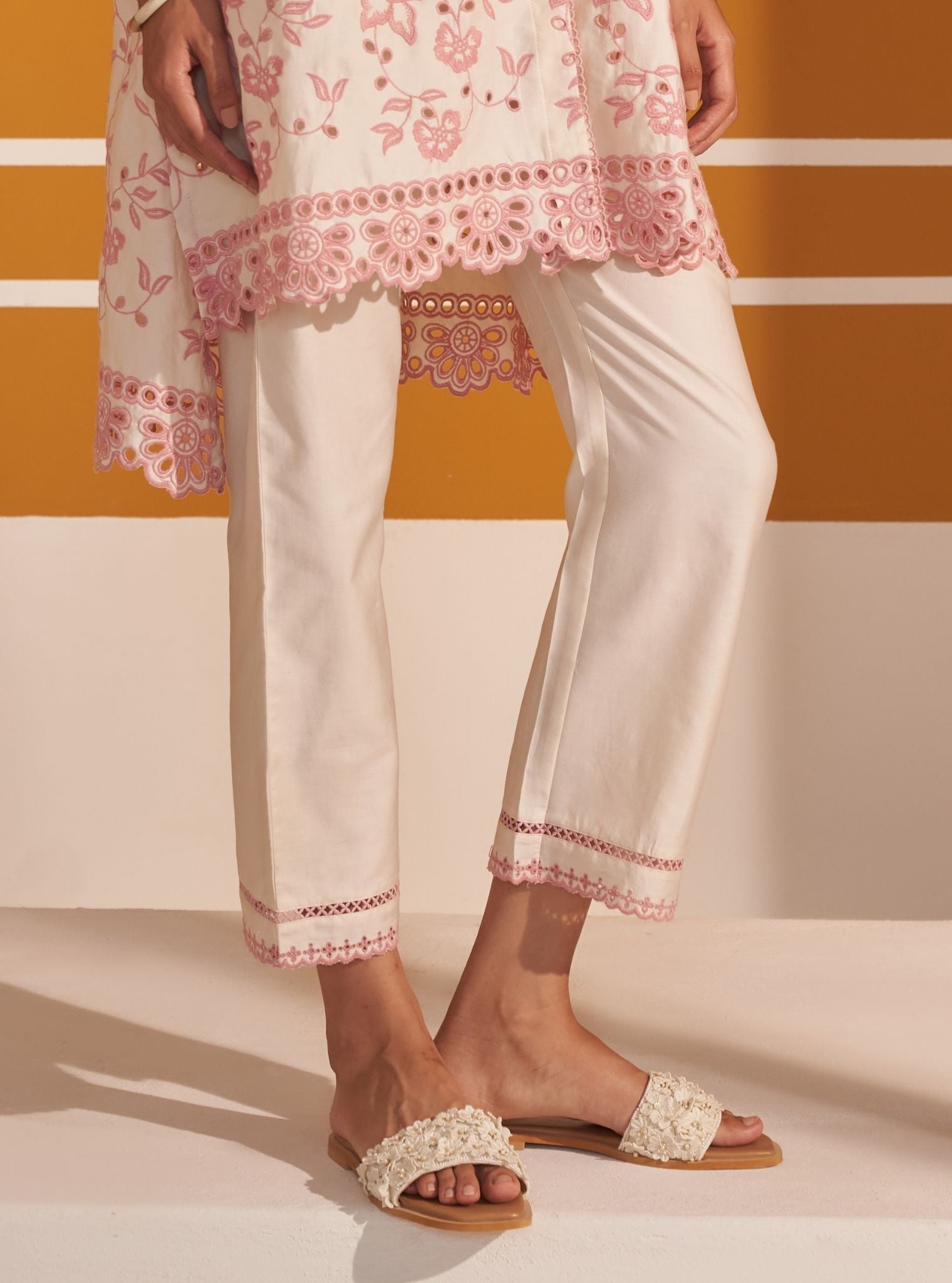 Victoria Pima Satin Off White Co-ord Set
