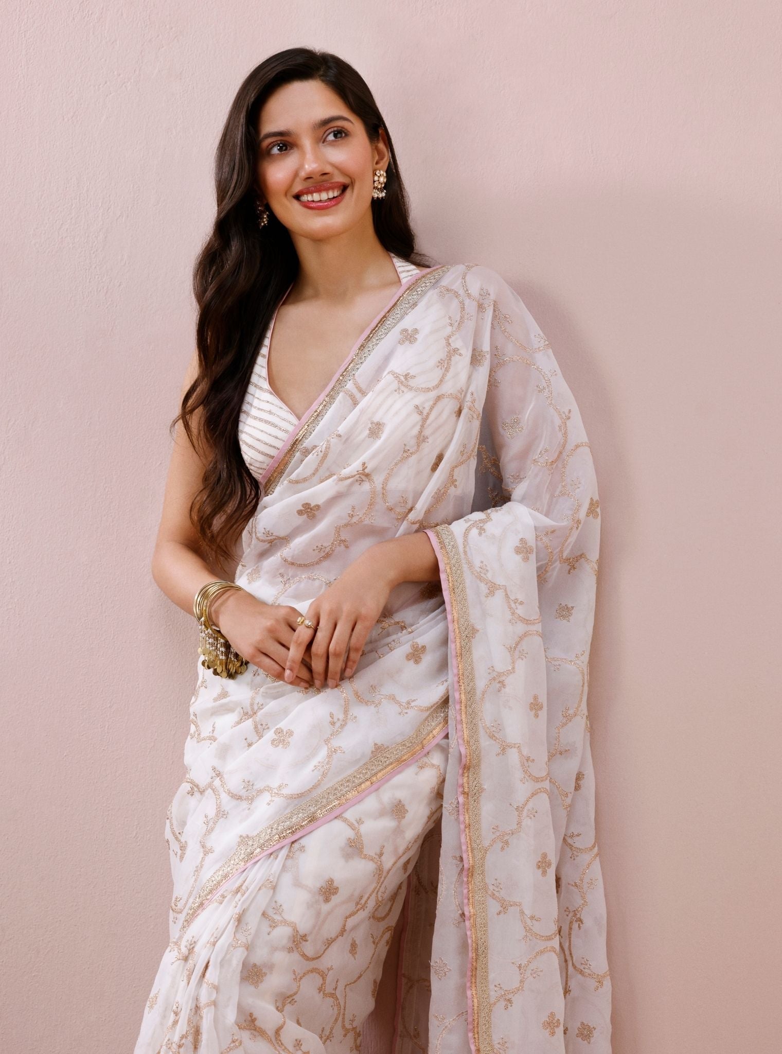 Eshna Organza Off White Saree