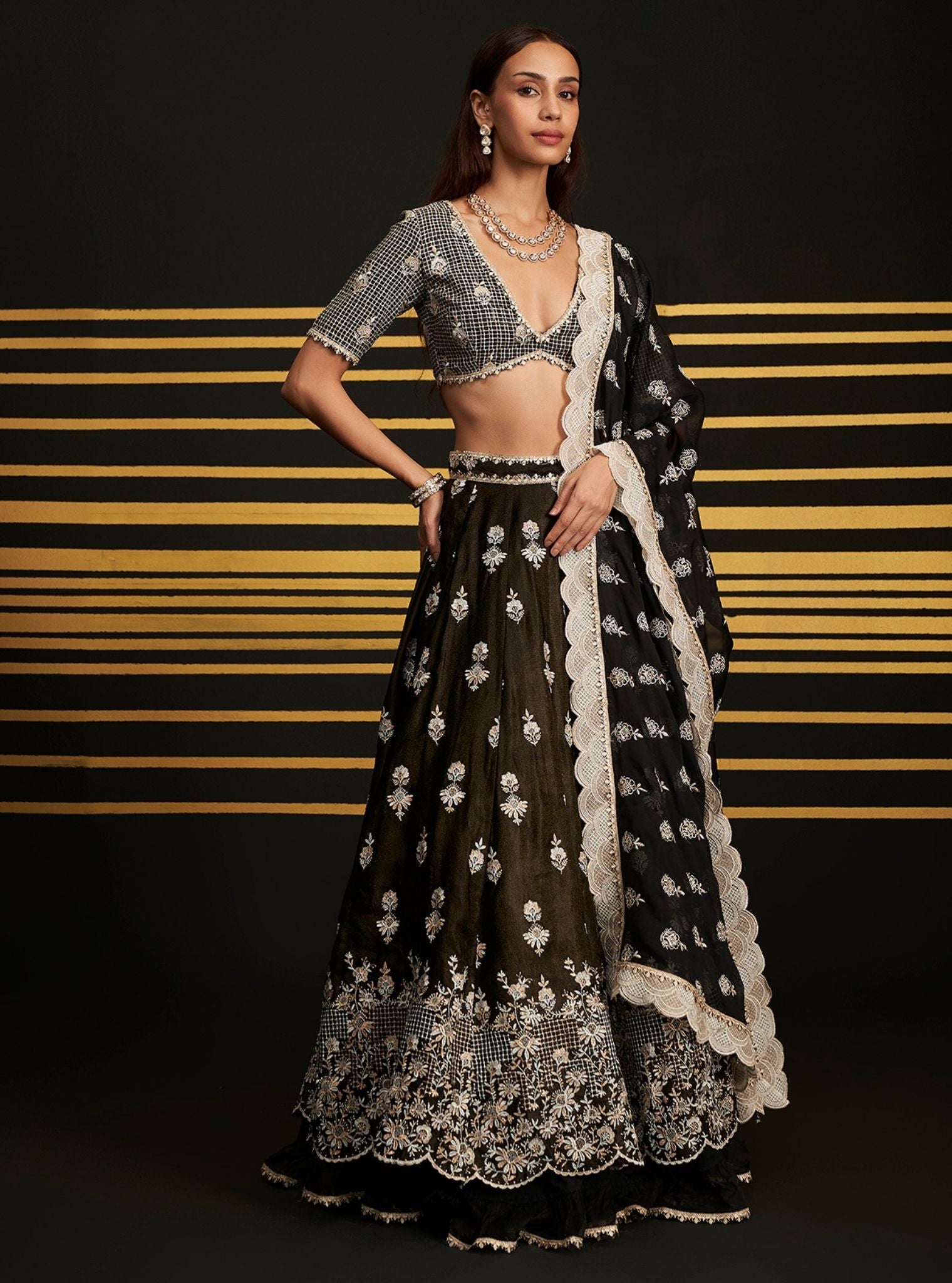 Mulmul Organza Sathi Black Dupatta