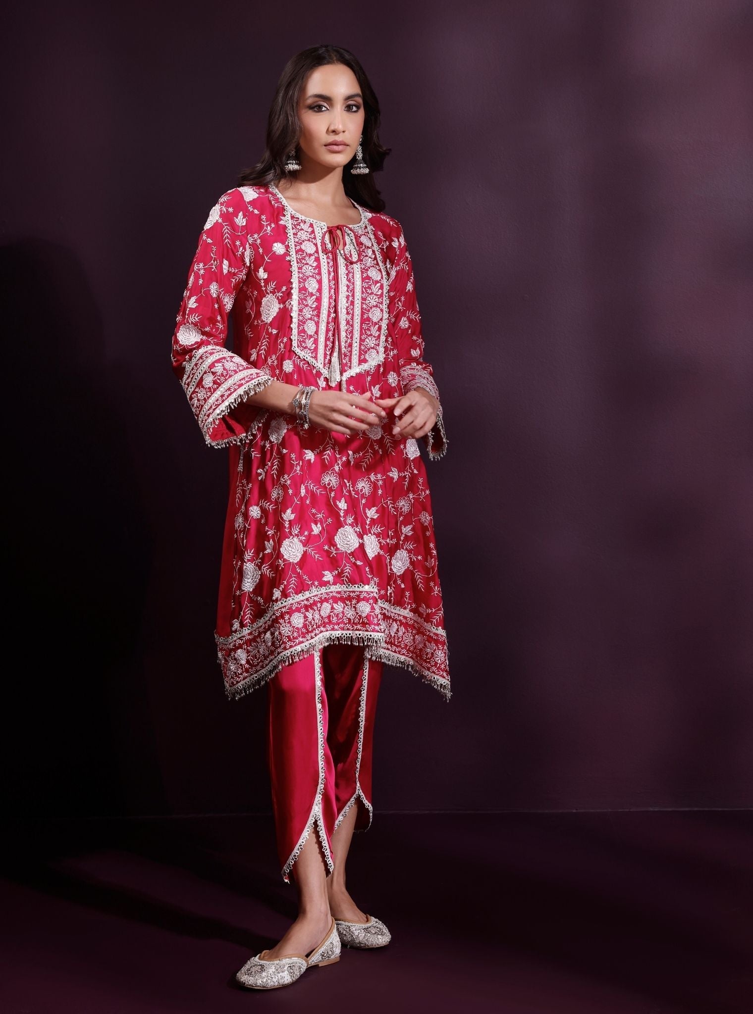 Sanae Cupro Satin Fuschia Kurta Set
