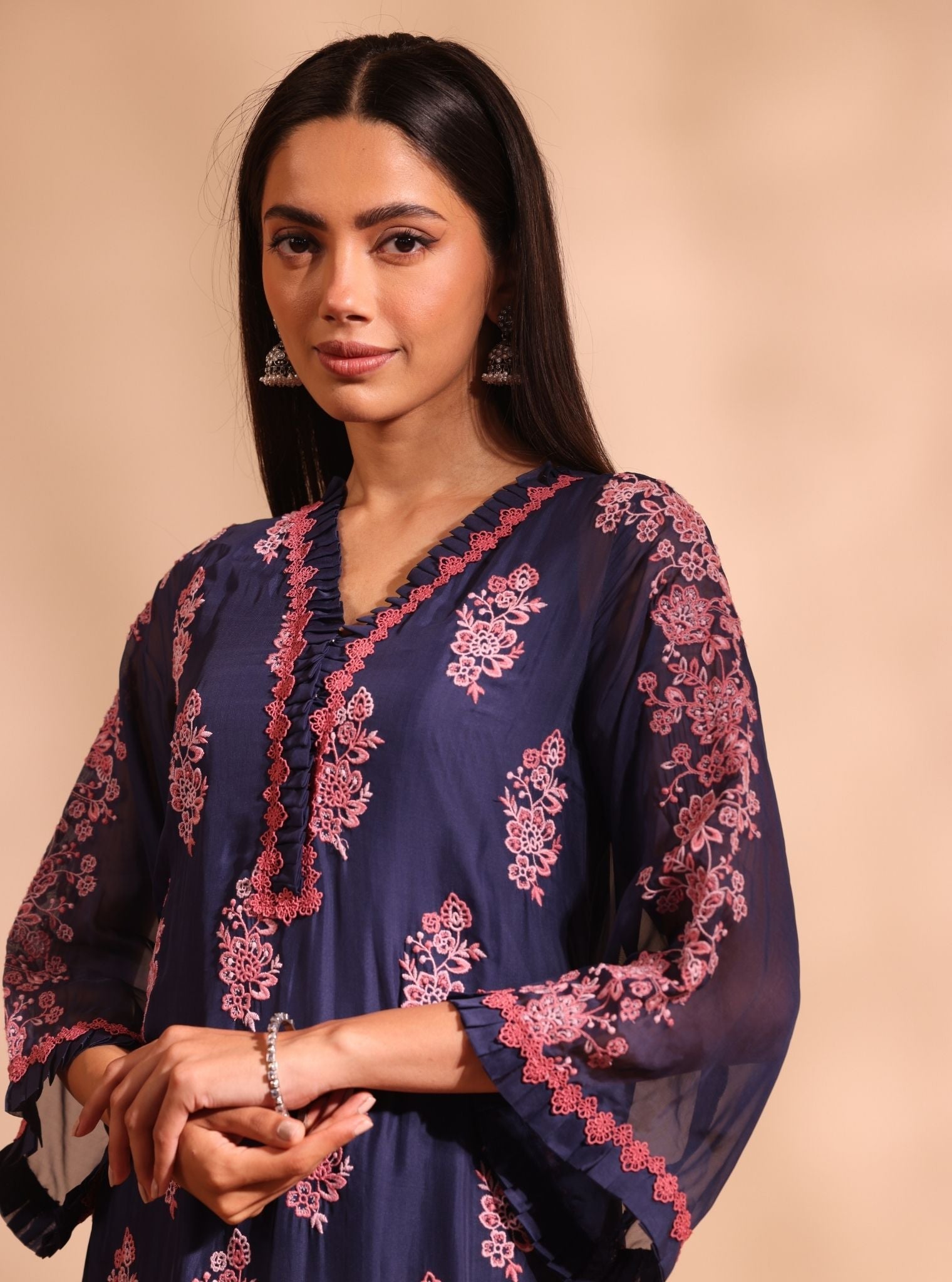 Valara Organza Navy Kurta Set