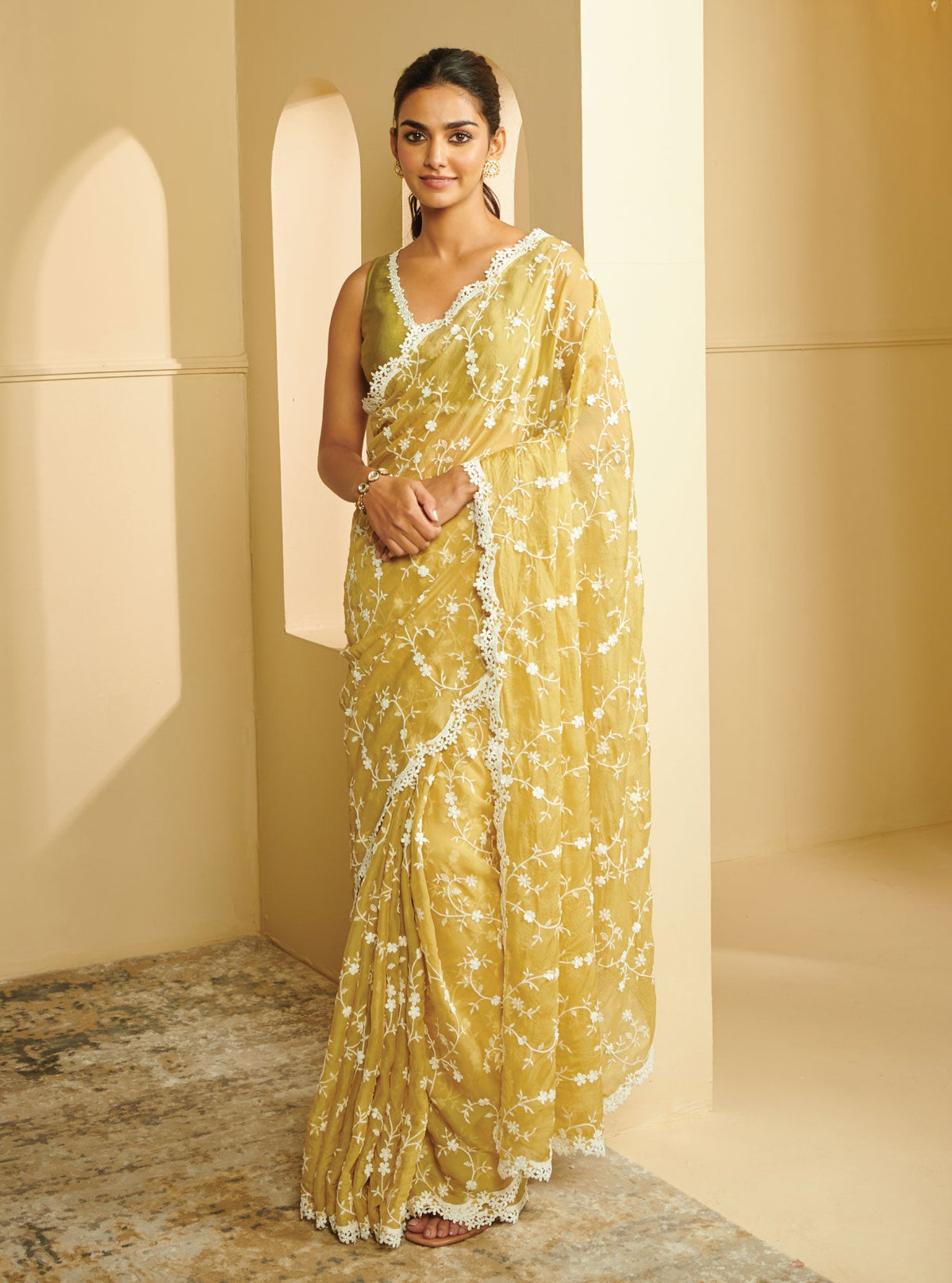 Satika Organza Green Saree