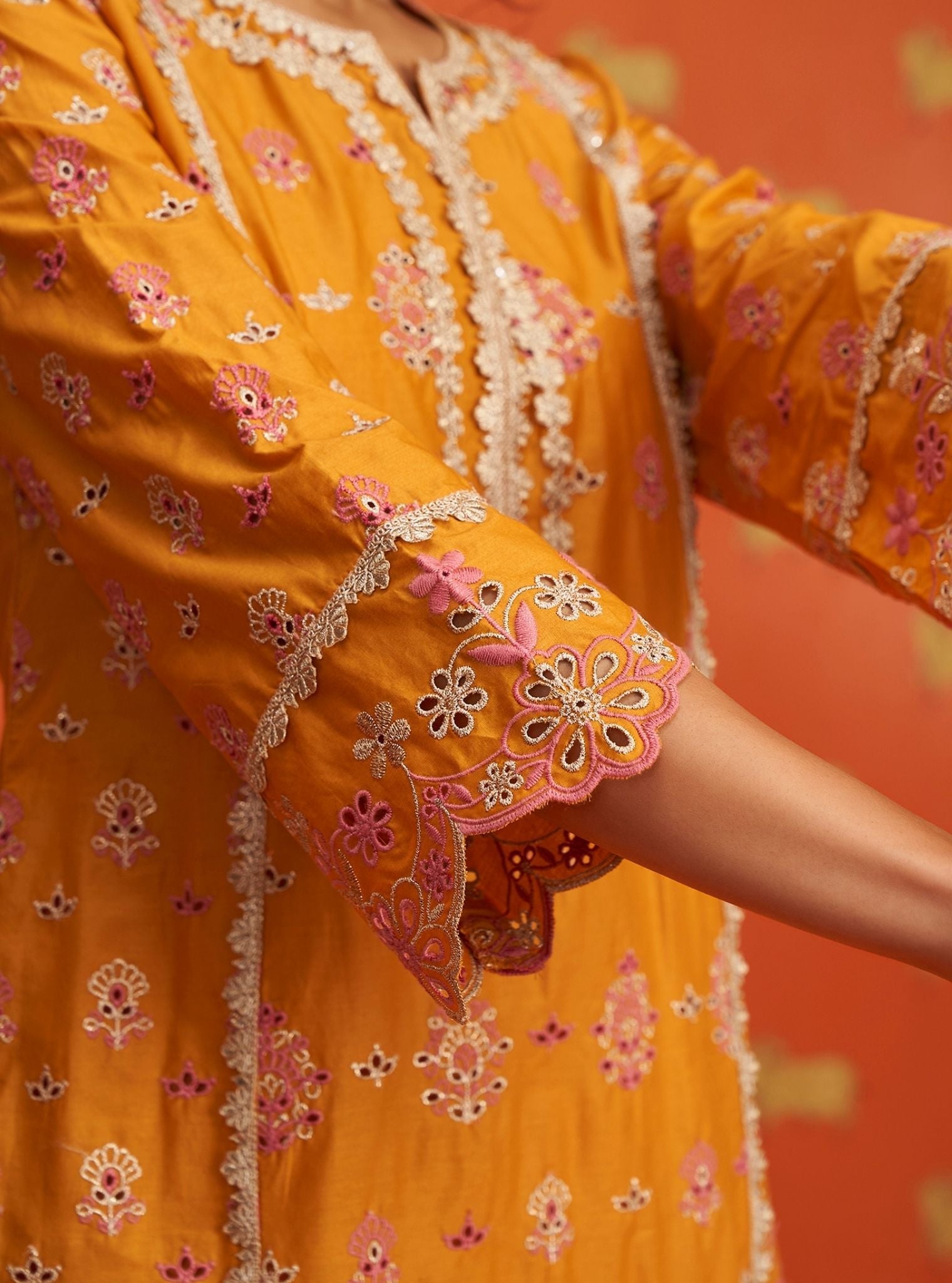 Lamai Supima Cotton Orange Kurta Set