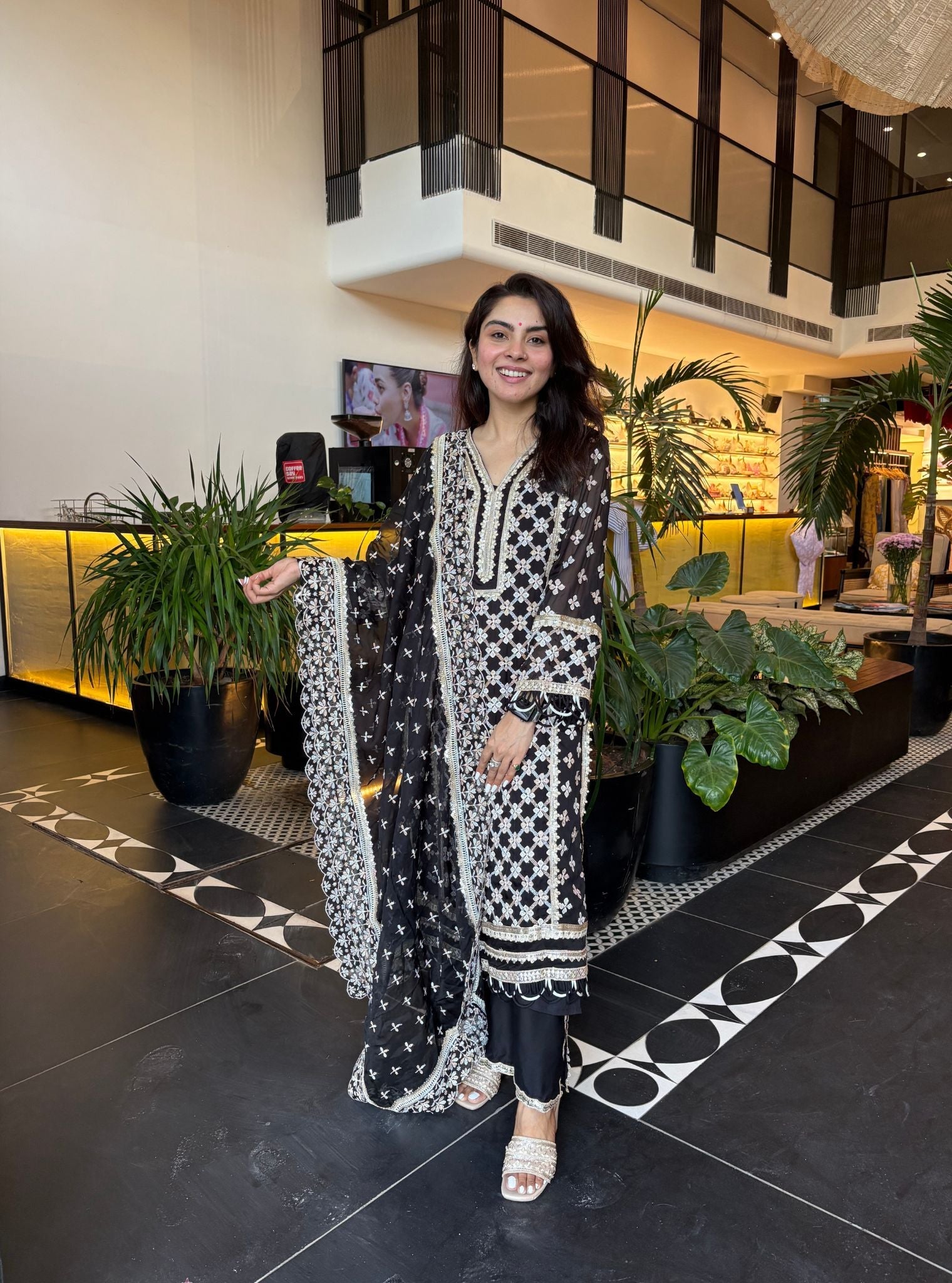 Citra Organza Black Kurta with Lira Black Pant Set