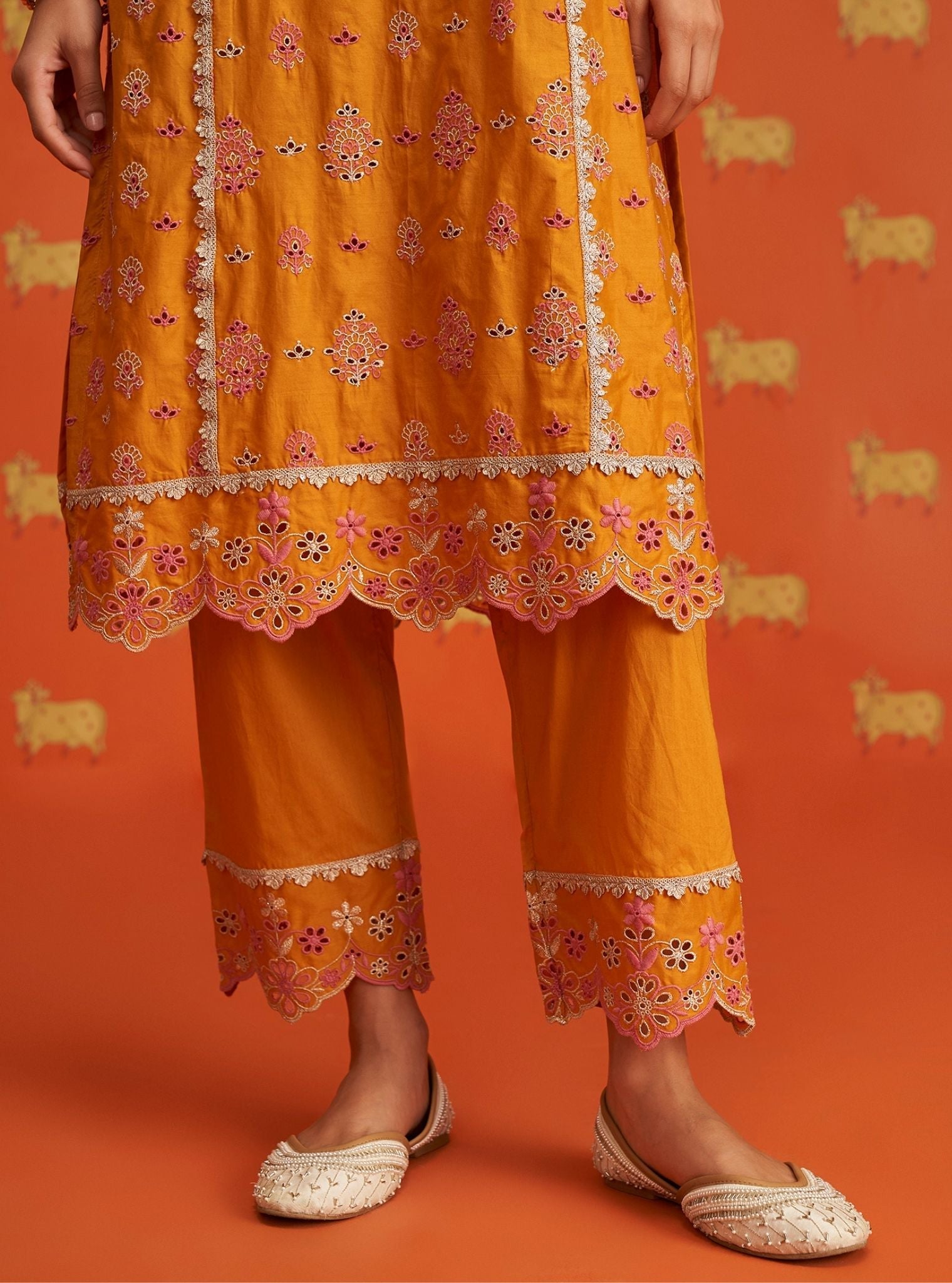 Lamai Supima Cotton Orange Kurta Set