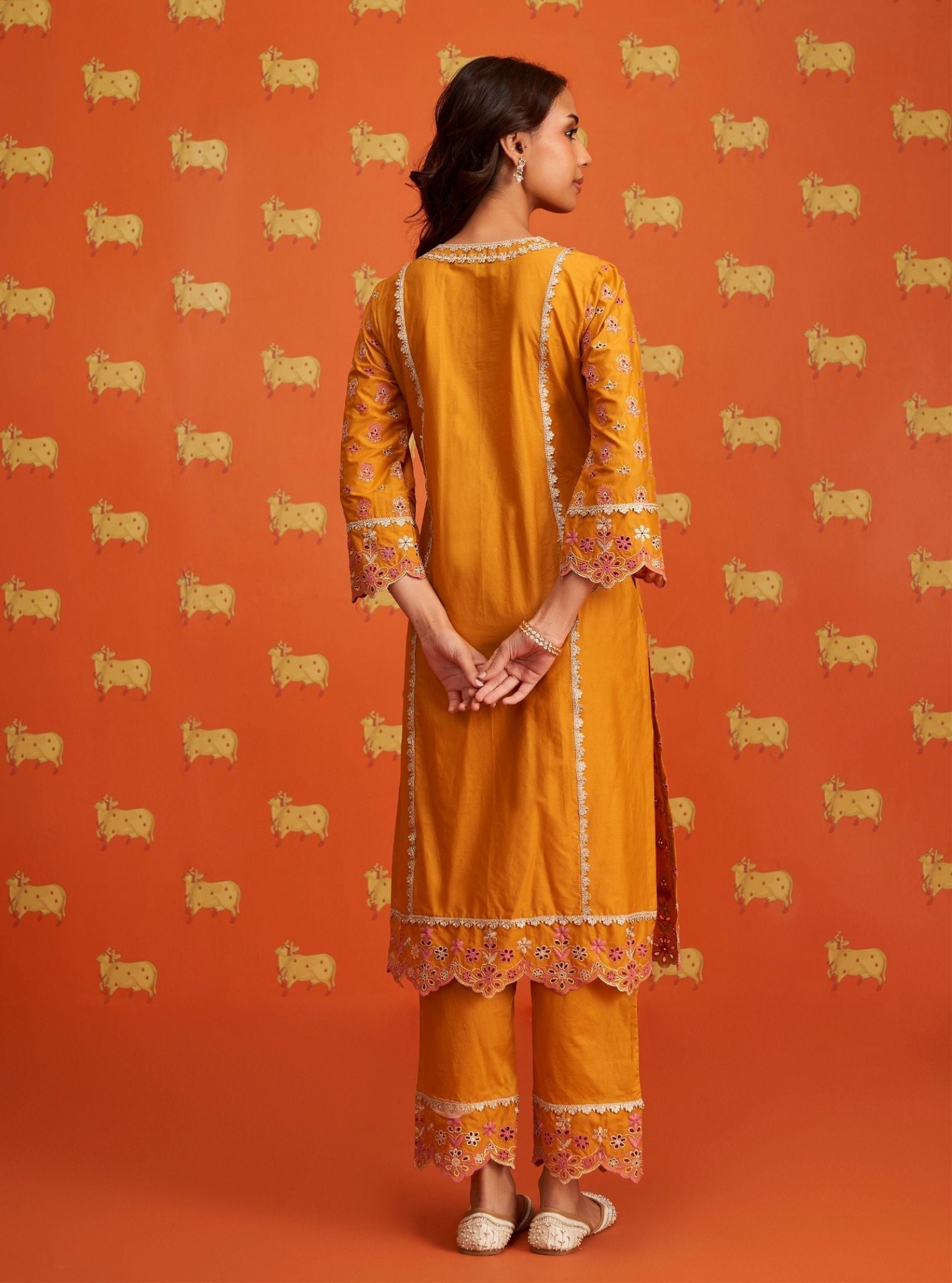 Lamai Supima Cotton Orange Kurta Set