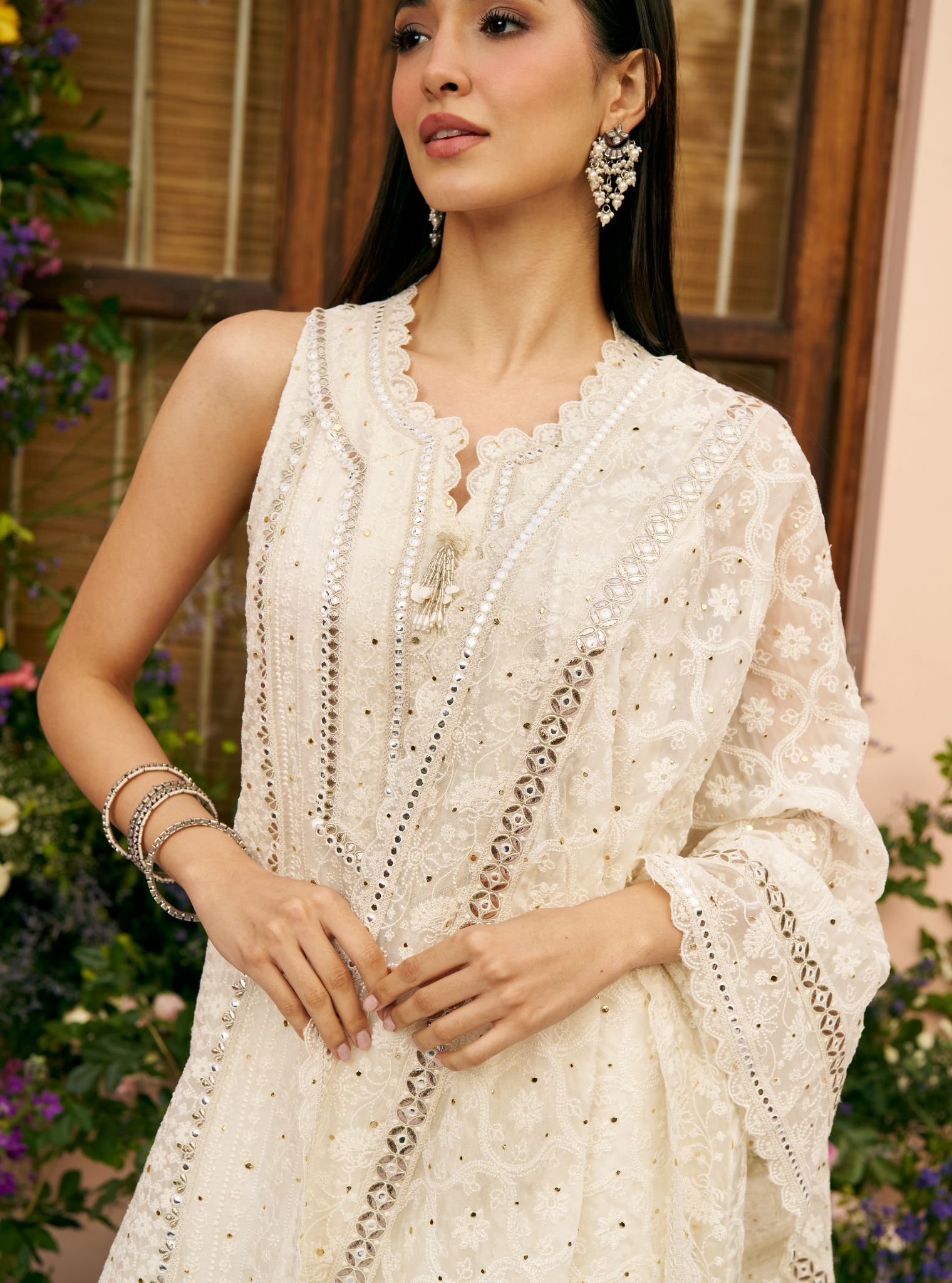 Shringar Organza Off White Kurta Set