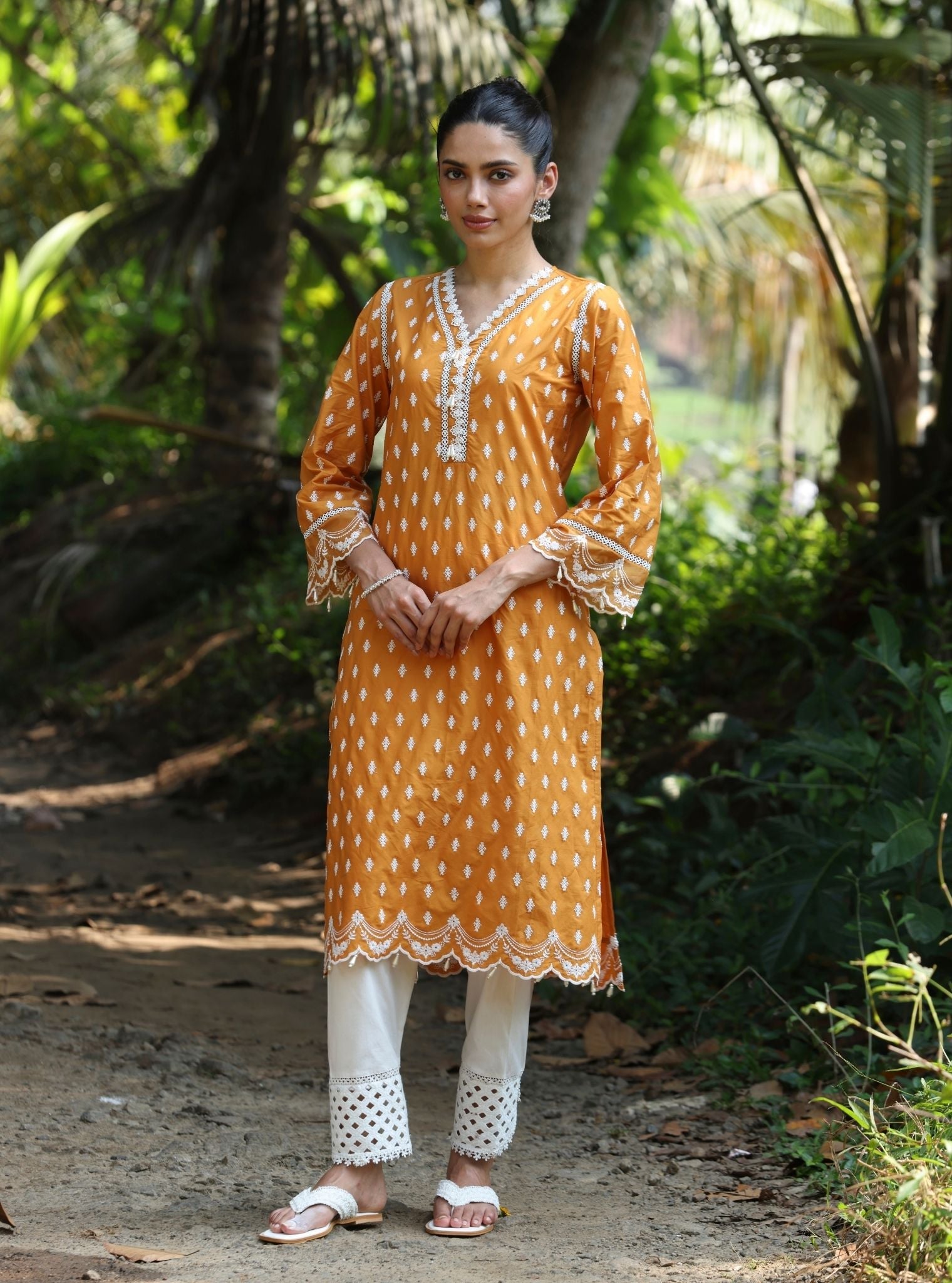 Nivi Supima Cotton Orange Kurta Set