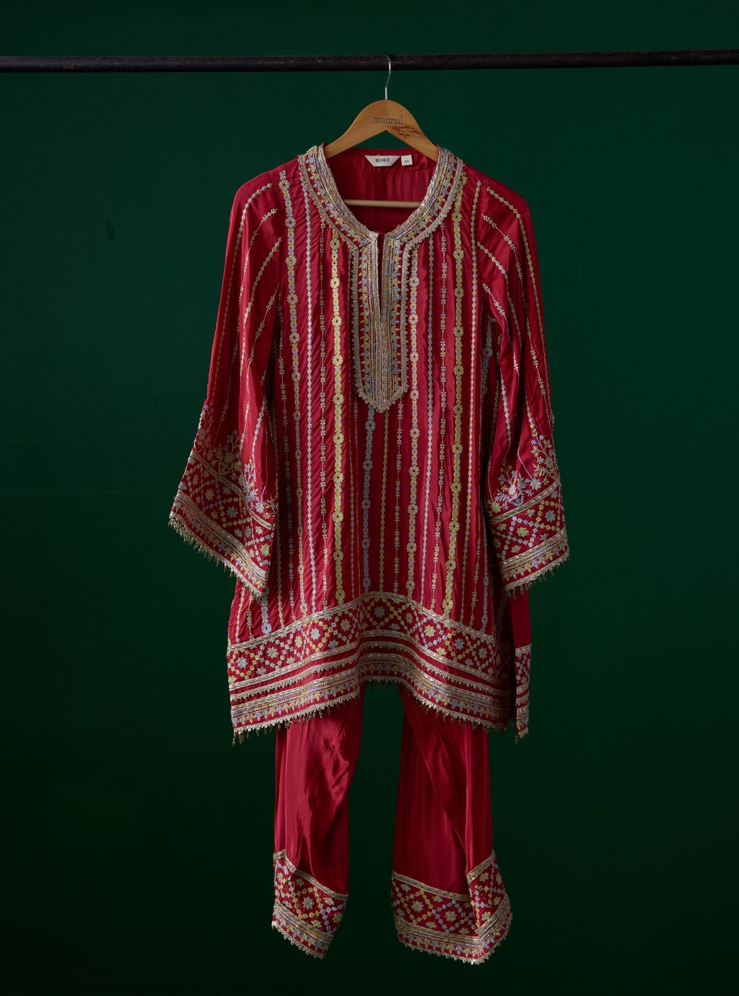 Jhumri Crepe Red Kurta Set
