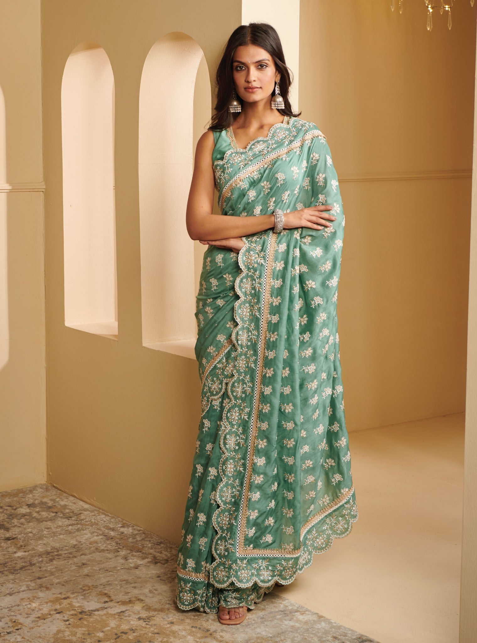 Mulmul Silk Nirvana Teal Saree