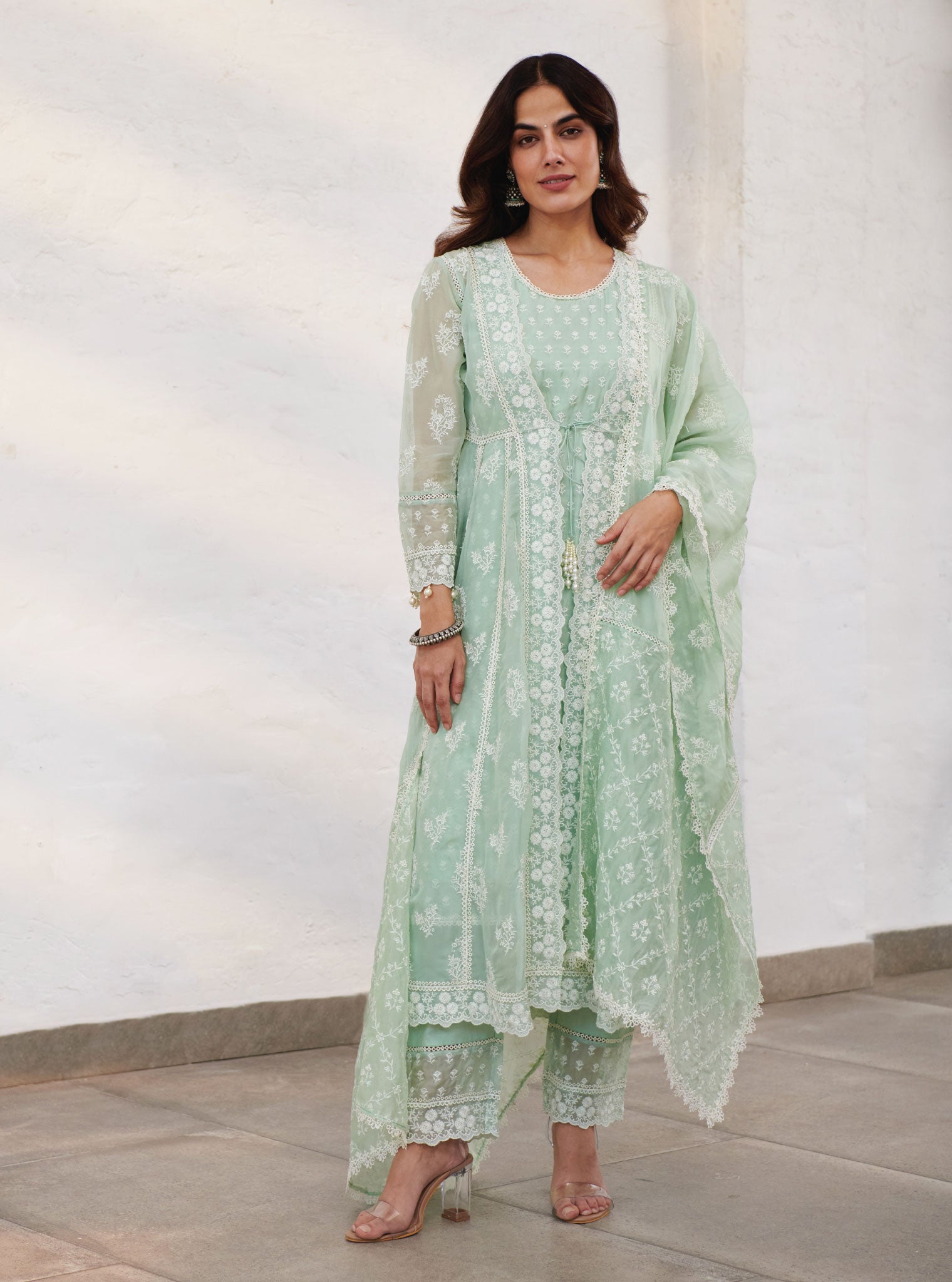 Mulmul Organza Antrim Green Dupatta