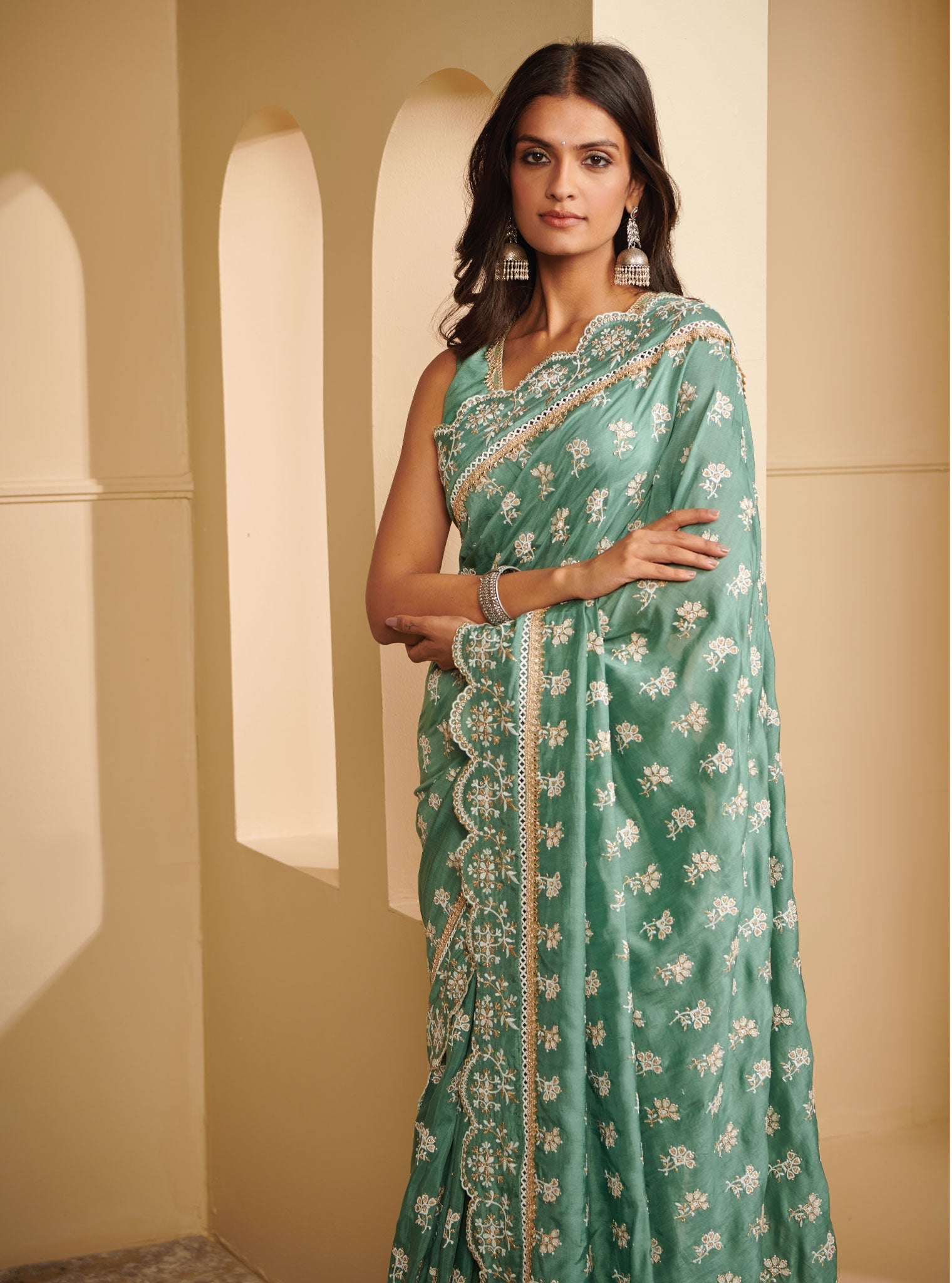 Mulmul Silk Nirvana Teal Saree