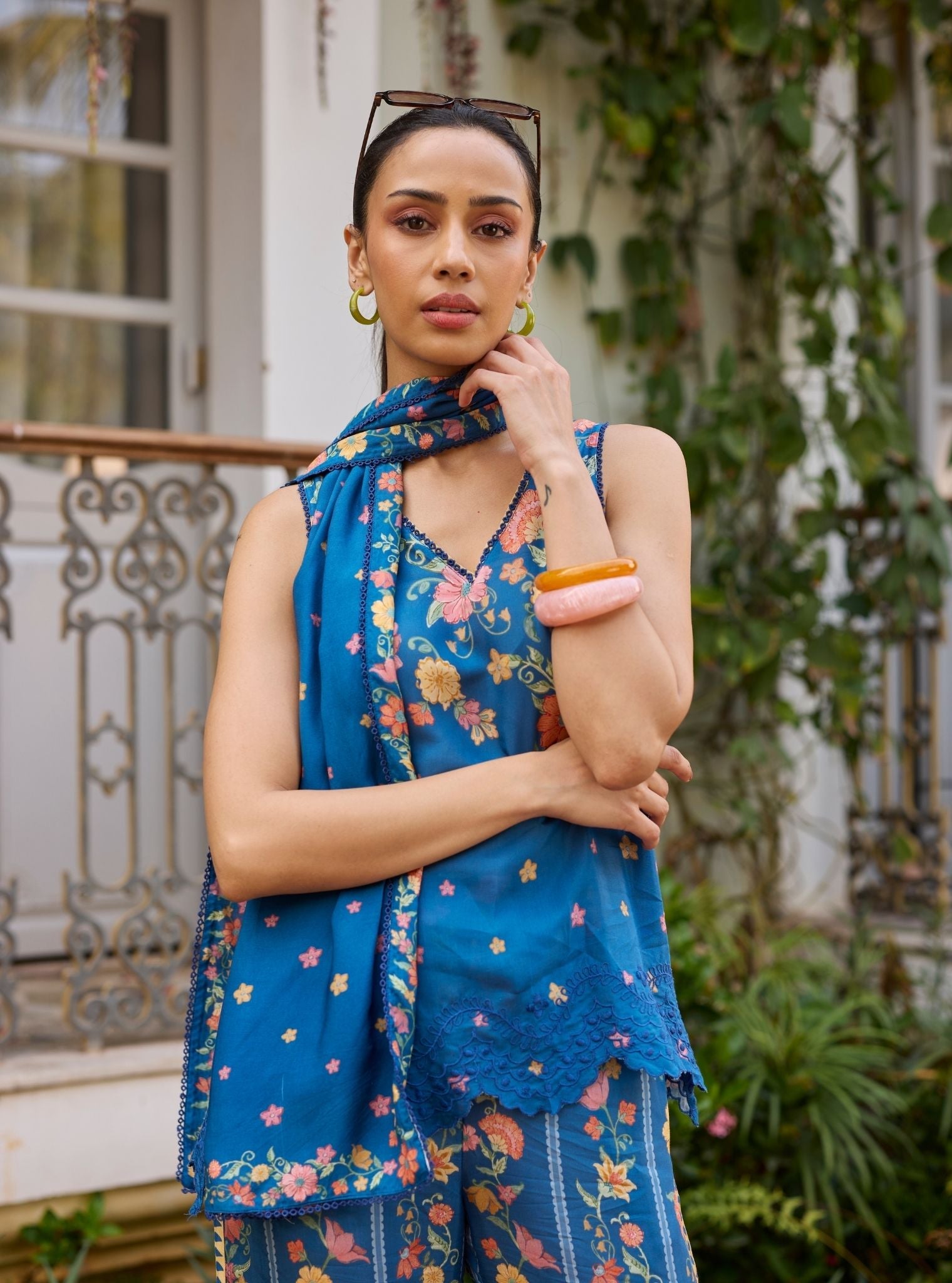 Akira Lawn Navy Co-ord Set