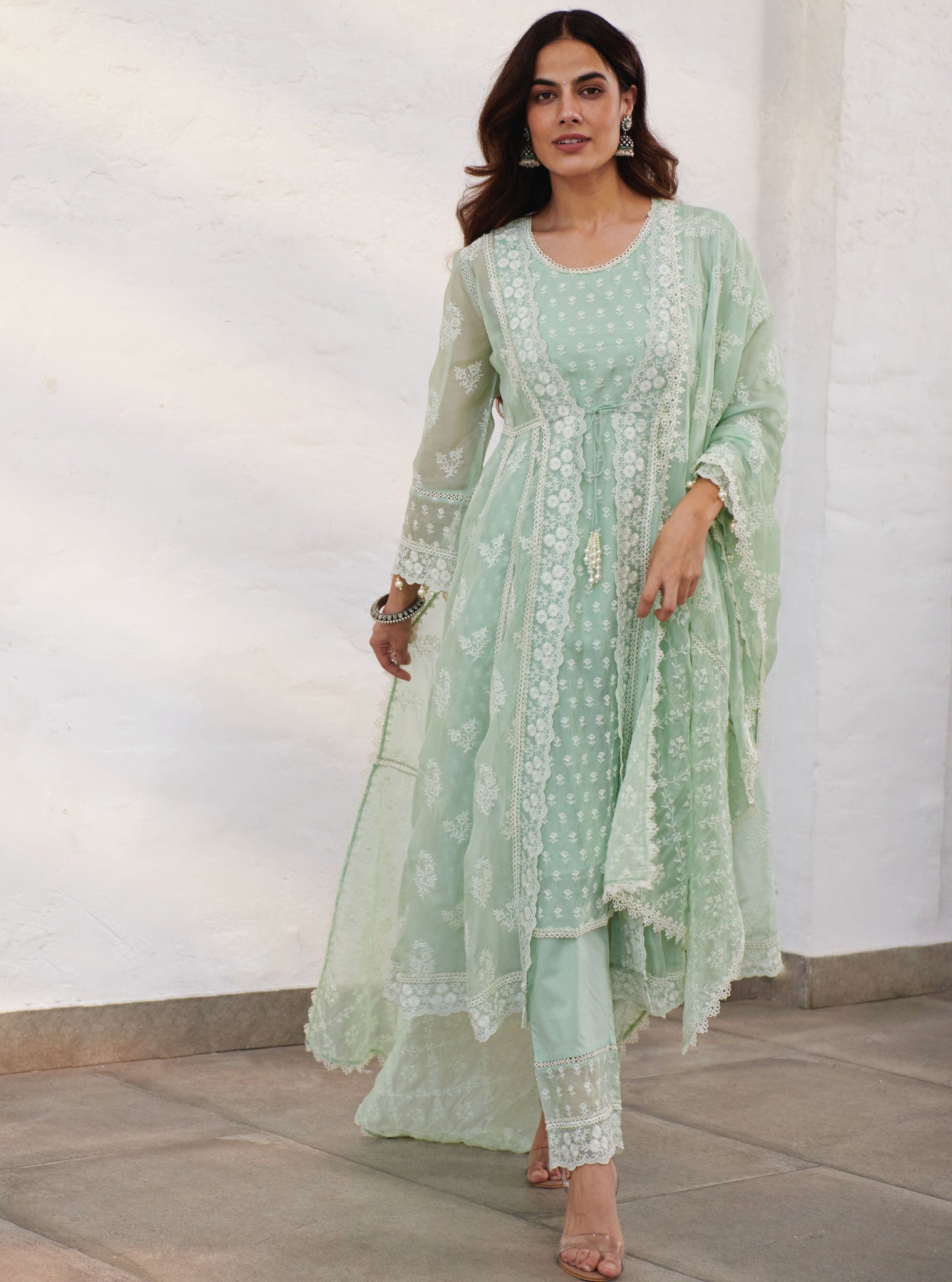 Mulmul Organza Antrim Green Dupatta