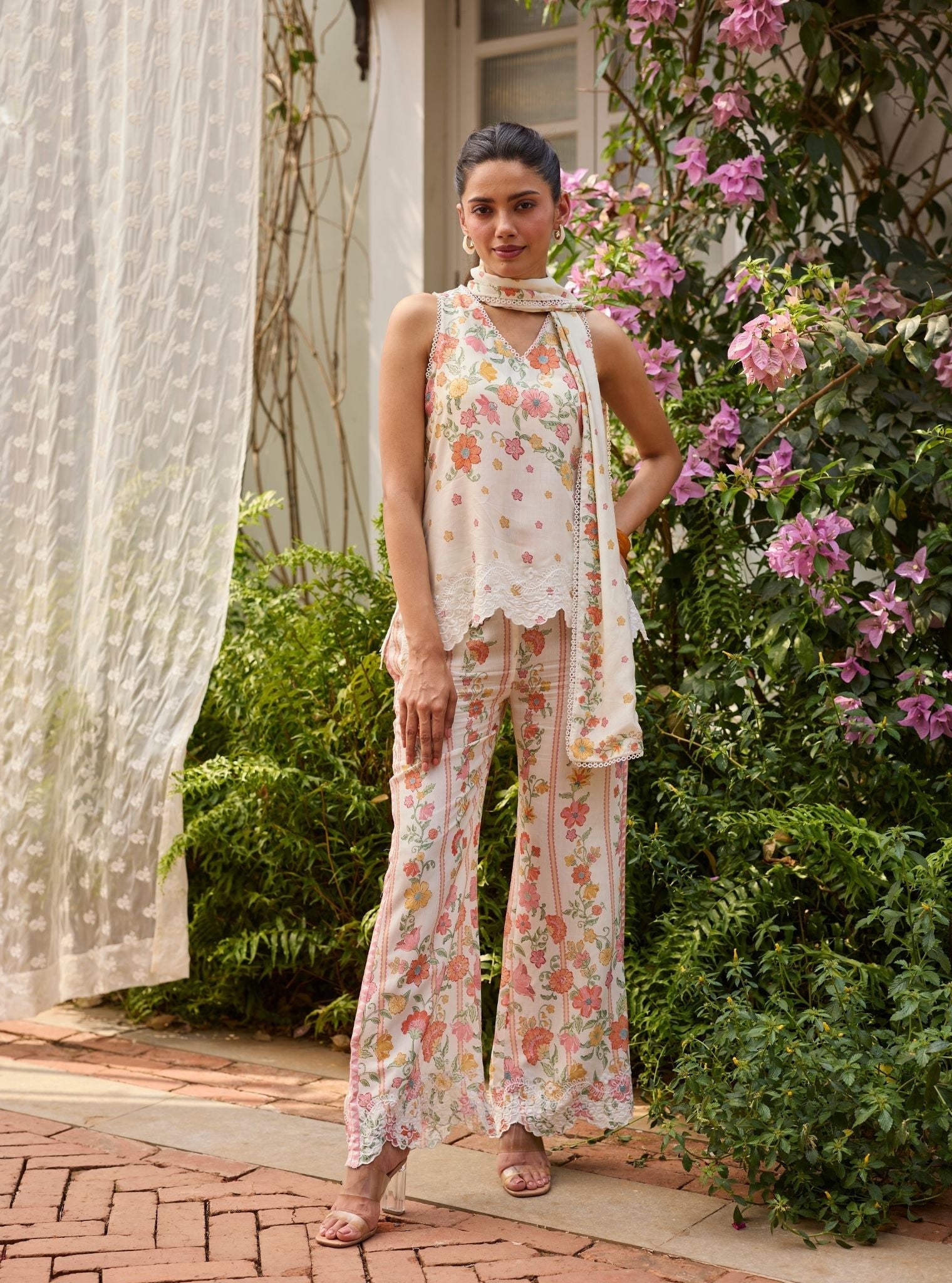 Akira Lawn Off White Co-ord Set