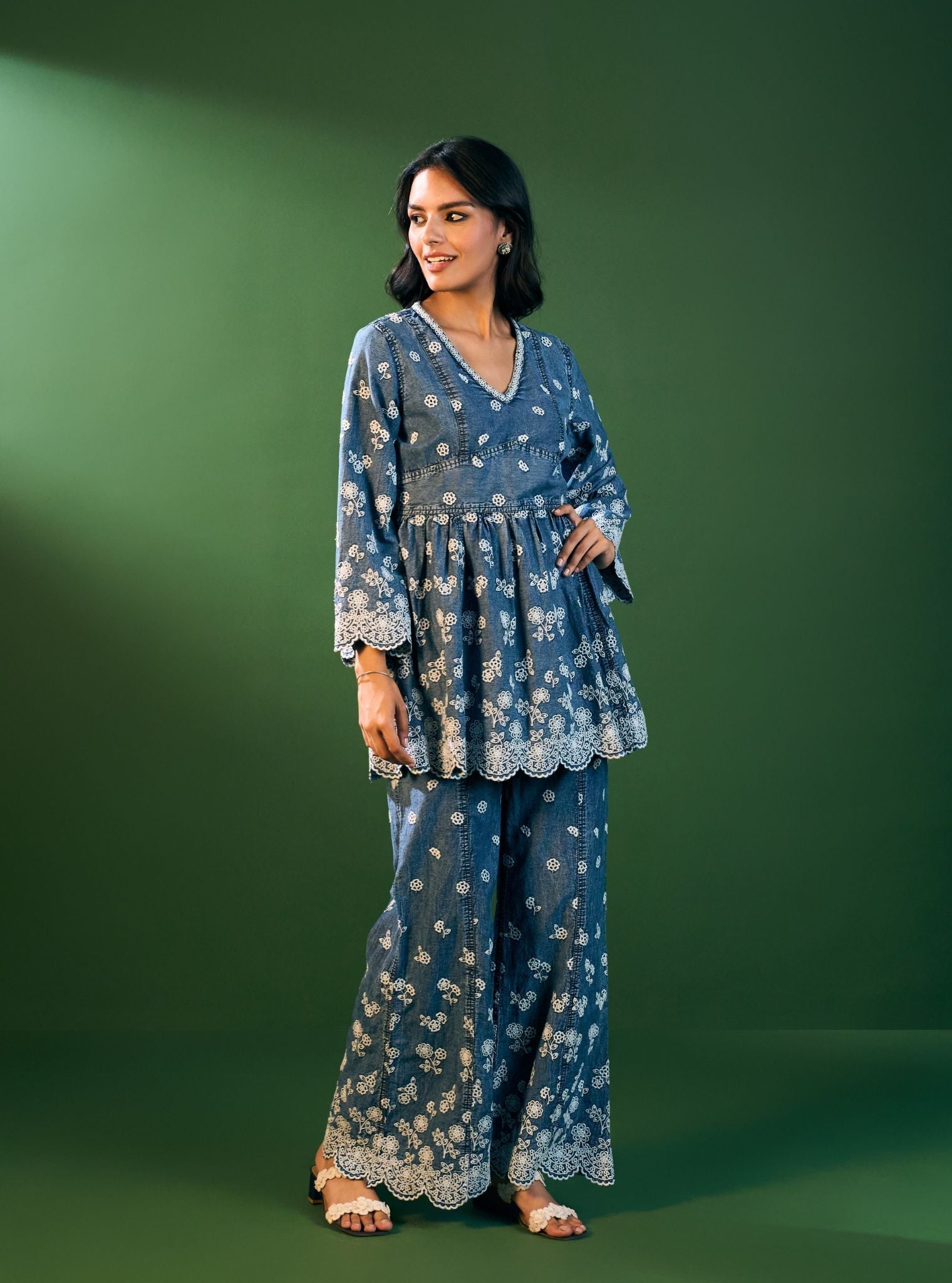 Sariona Denim Blue Co-ord Set