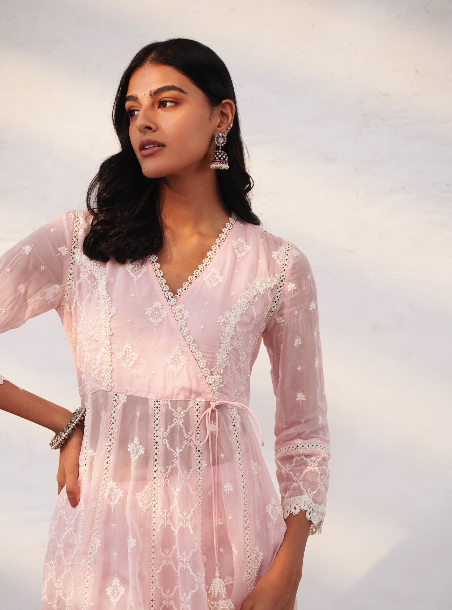 Mulmul Organza Morey Anarkali Kurta