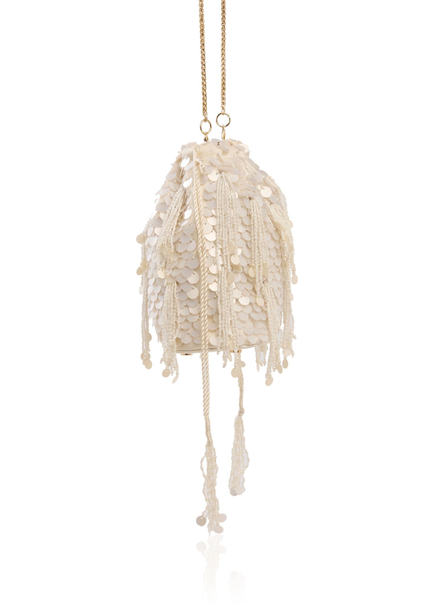 Snowdrop White Tassel Potli Bag